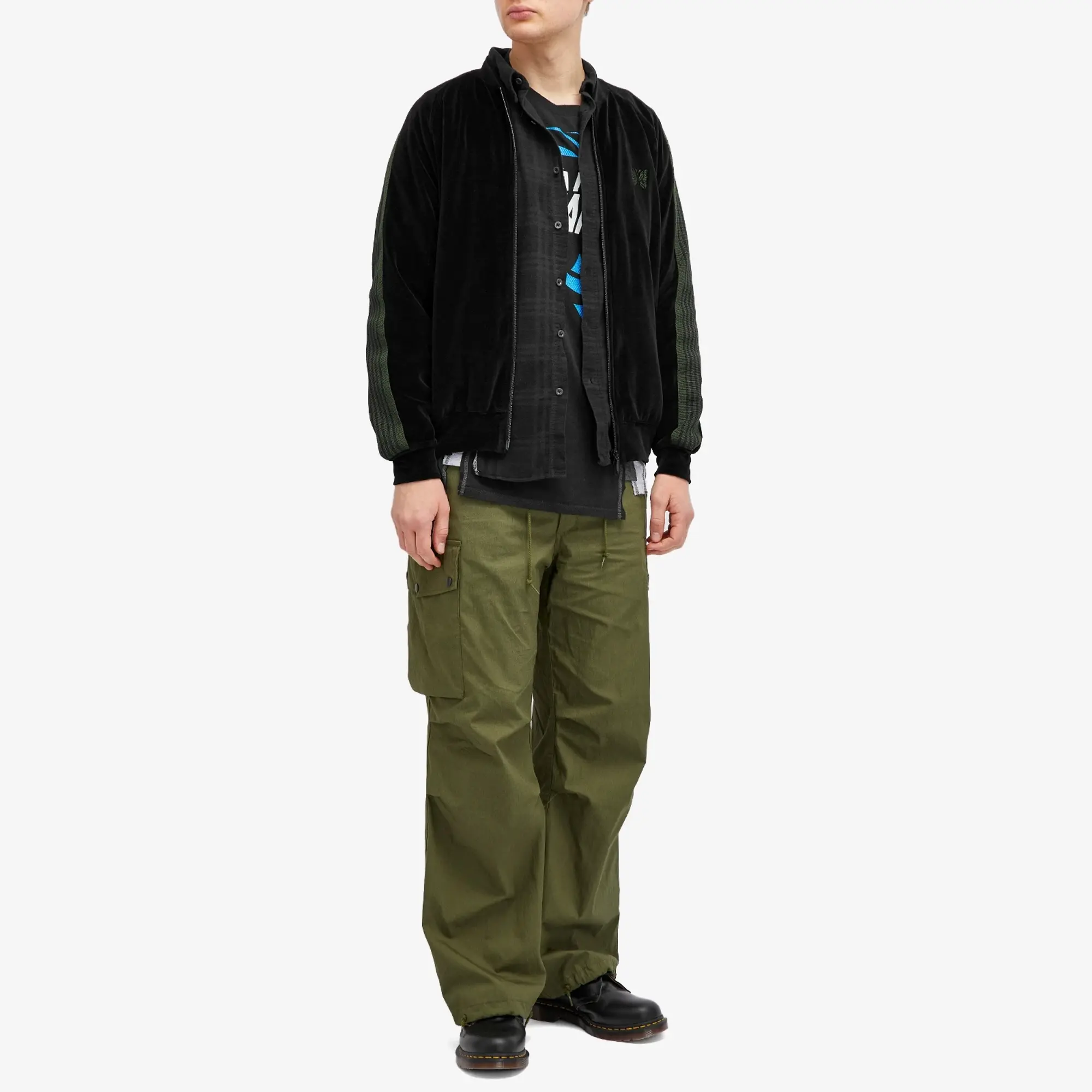 Needles Men's Velour Track Jacket Black