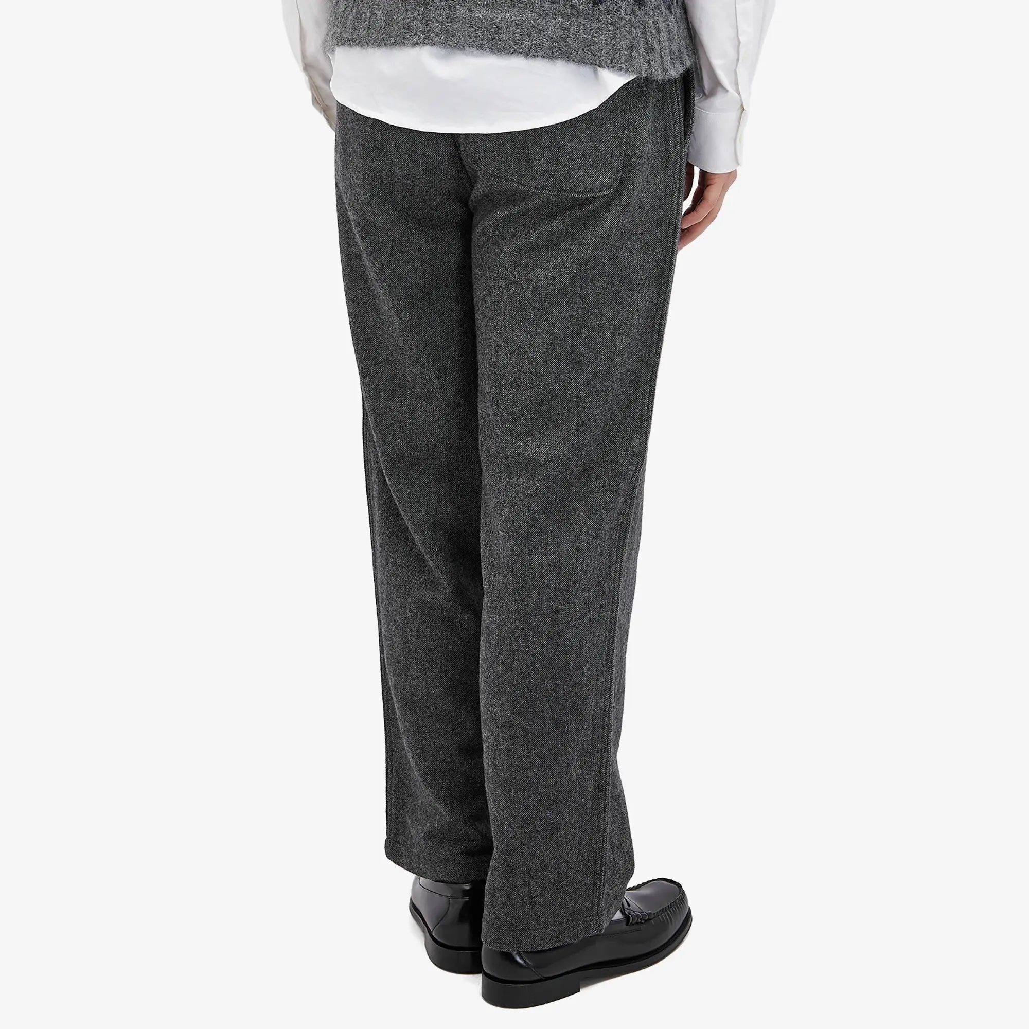 Folk Men's Wide Fit Trousers Charcoal Wool Melange
