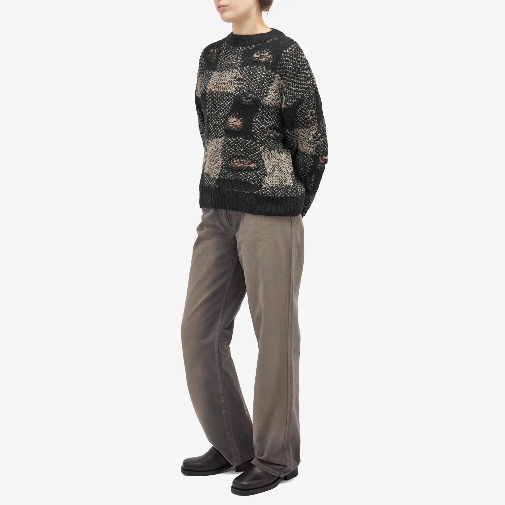 Our Legacy Women's Sonar Roundneck Black Destructive Gingham