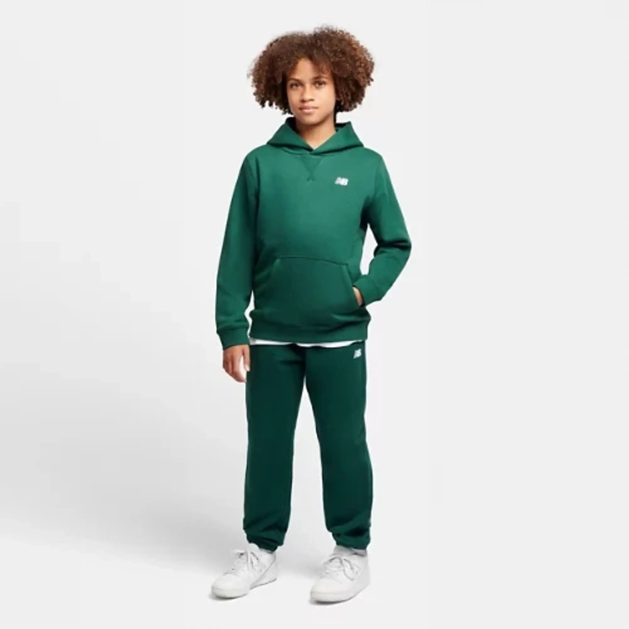 New Balance Boys French Terry Small Logo Jogger in Green Cotton