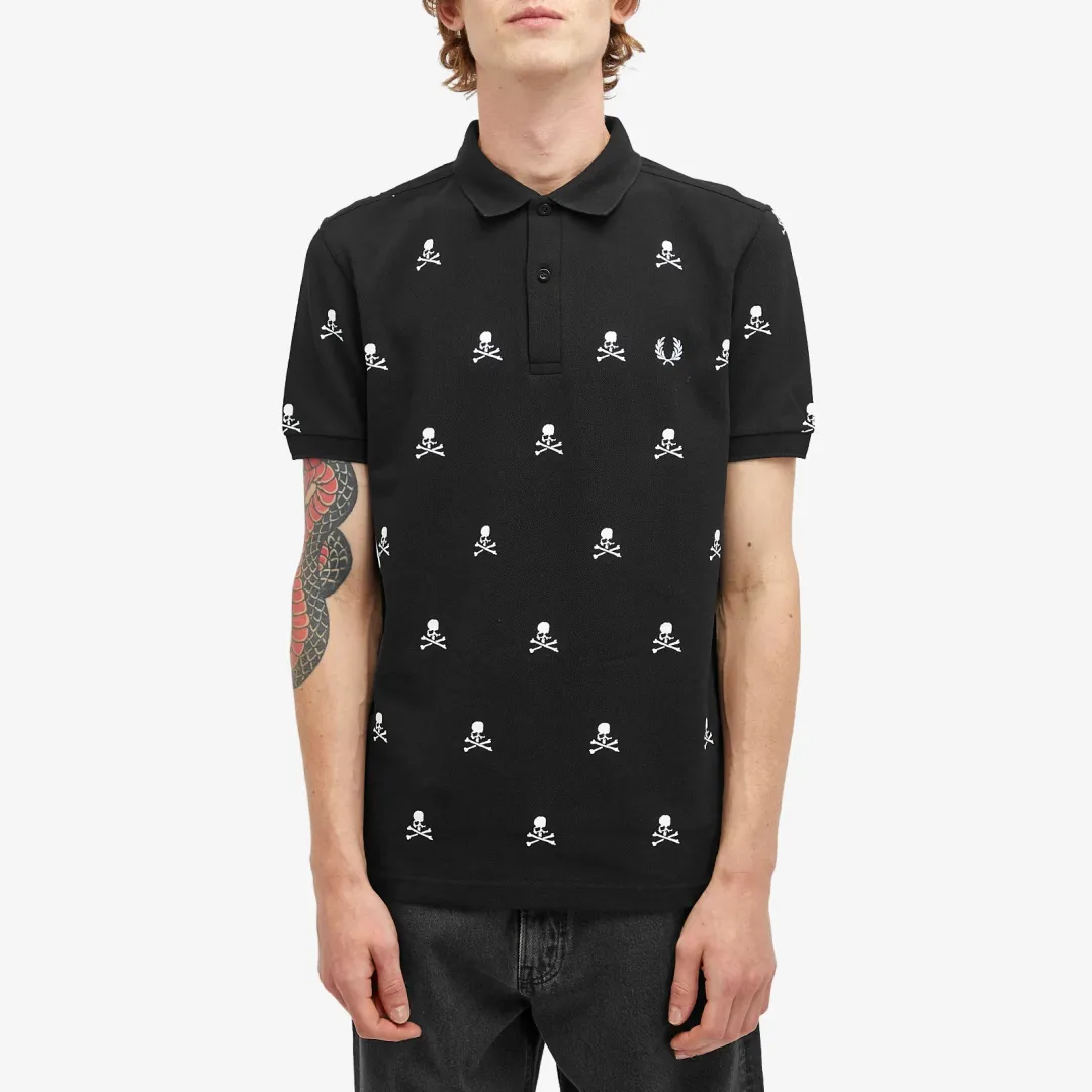 トップス FREDPERRY MASTERMIND ALLOVER SKULL SHIRT mastermind JAPAN Black Fred Perry Edition All-Over Skull Polo