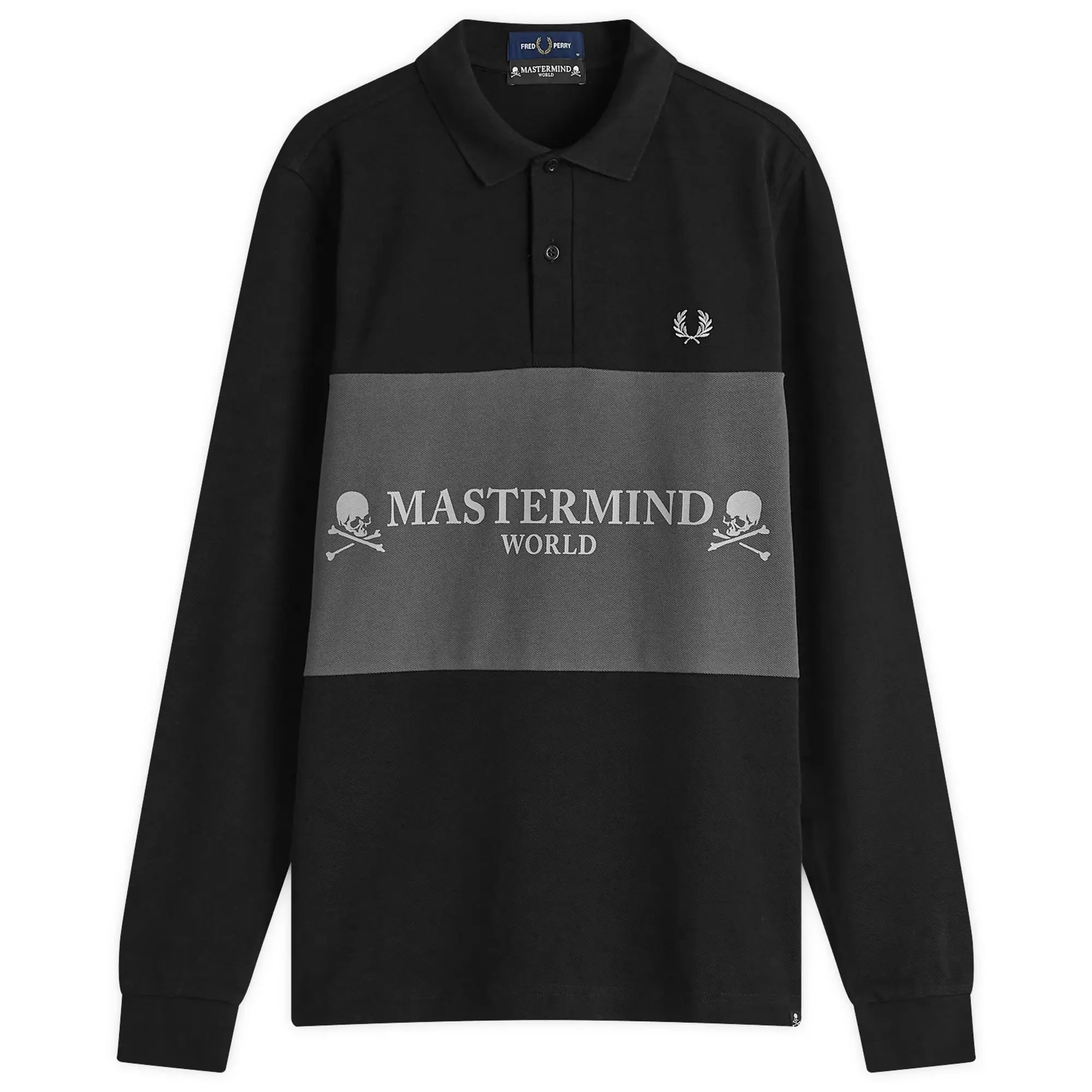 Fred Perry Men's x Mastermind Long Sleeve Polo Shirt Black