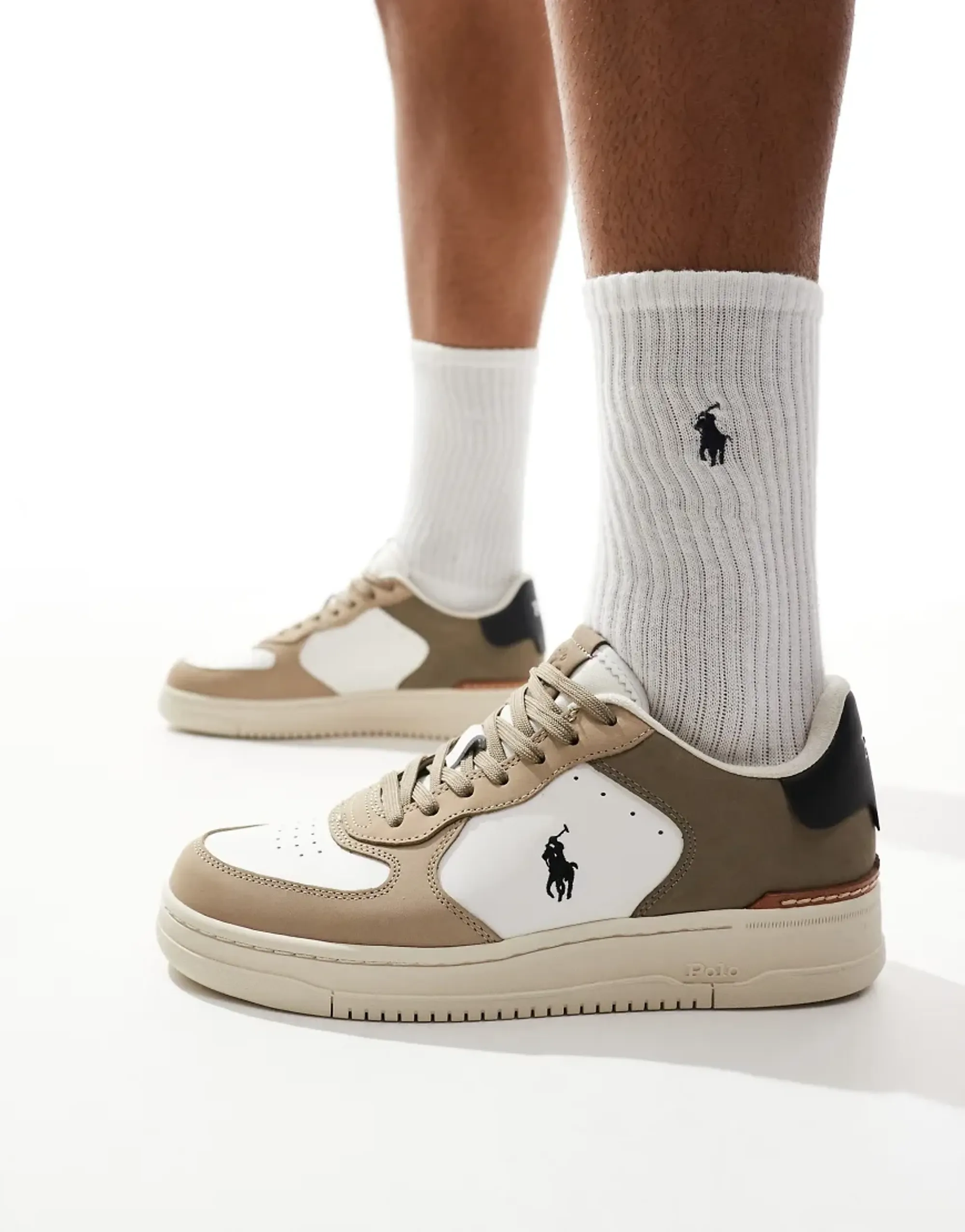 Polo Ralph Lauren Masters Court Trainer In White And Milkshake-Neutral