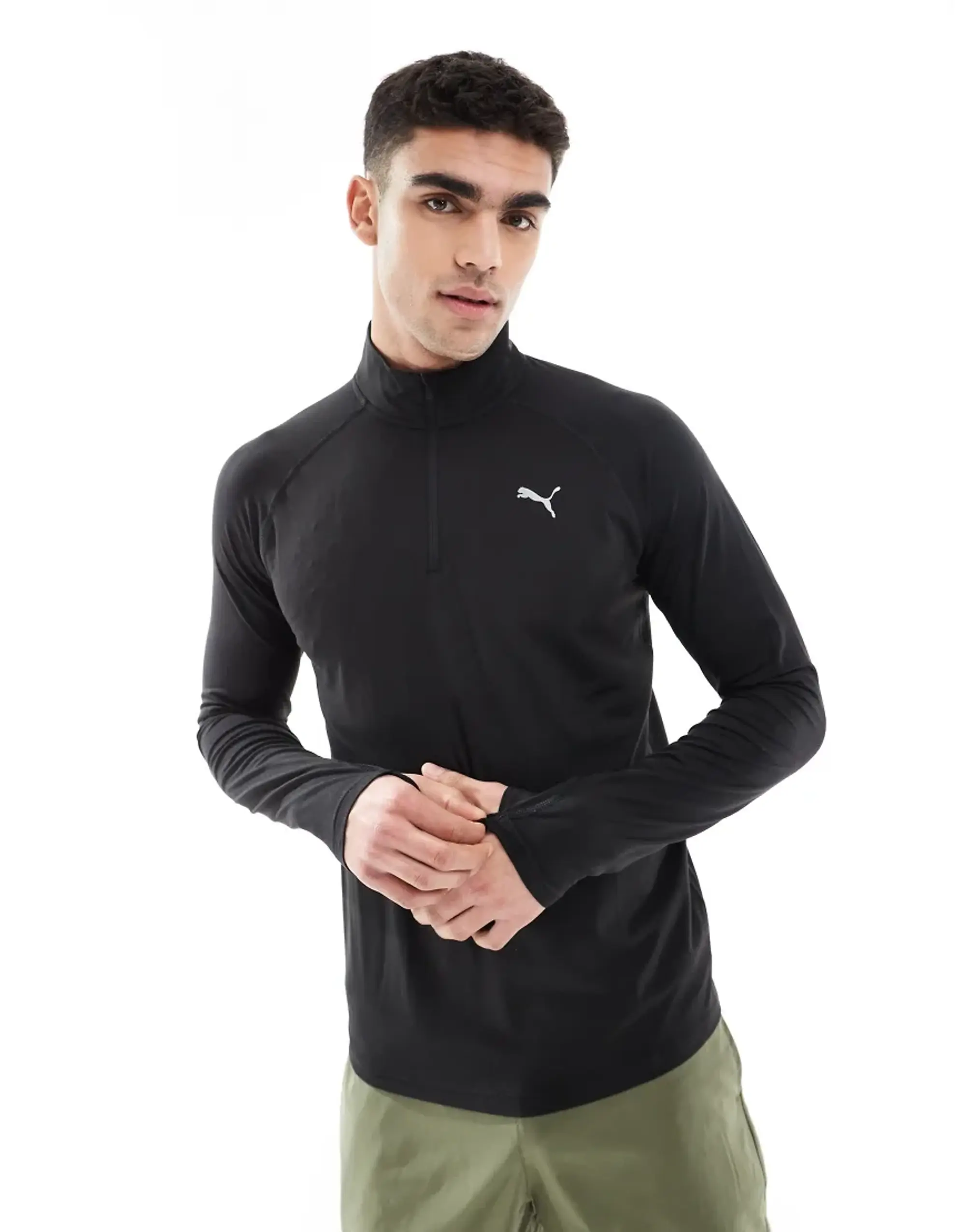 Puma Velocity Cloudspun Running Quarter-Zip Top In Puma Black