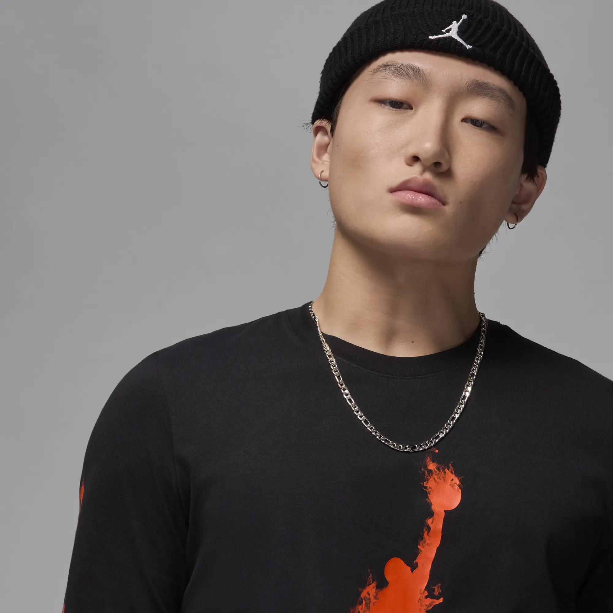 Nike Jordan T-Shirt Jordan Men's Long-Sleeve T-Shirt Black/ Team Orange/ Team Orange M