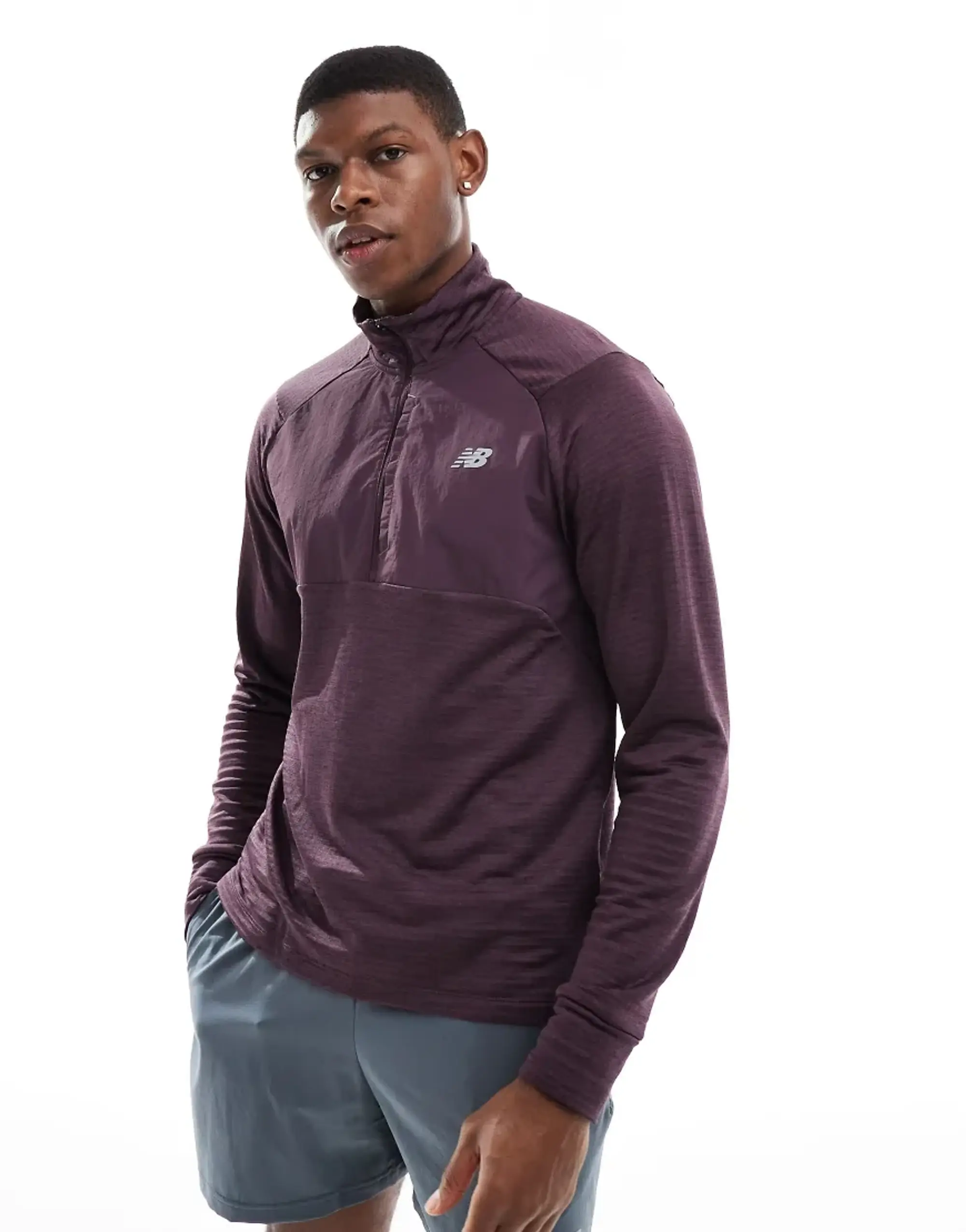 New Balance Athletics Heat Grid 1/2 Zip In Plum-Purple