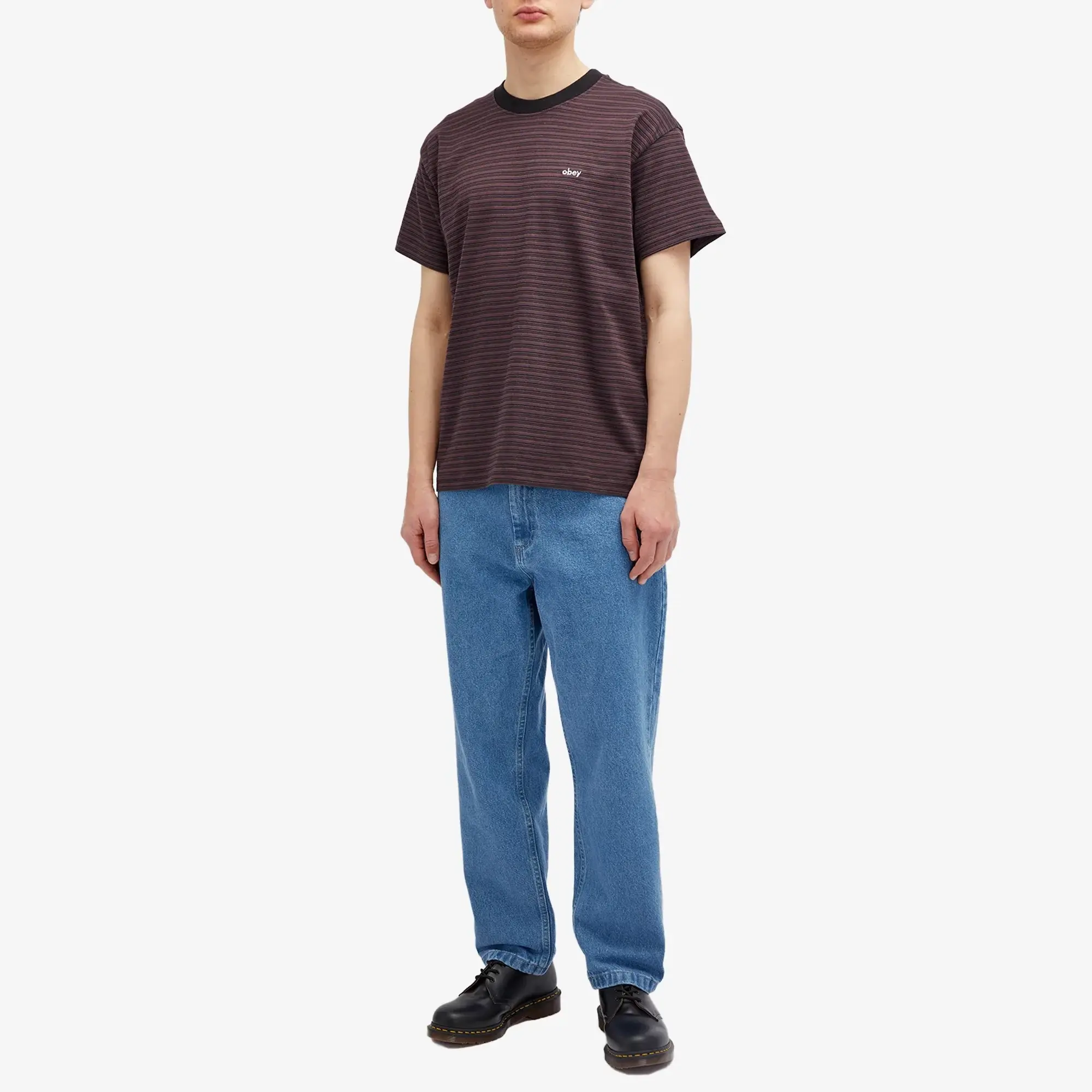 Obey Men's Relocated Stripe T-Shirt Black Multi