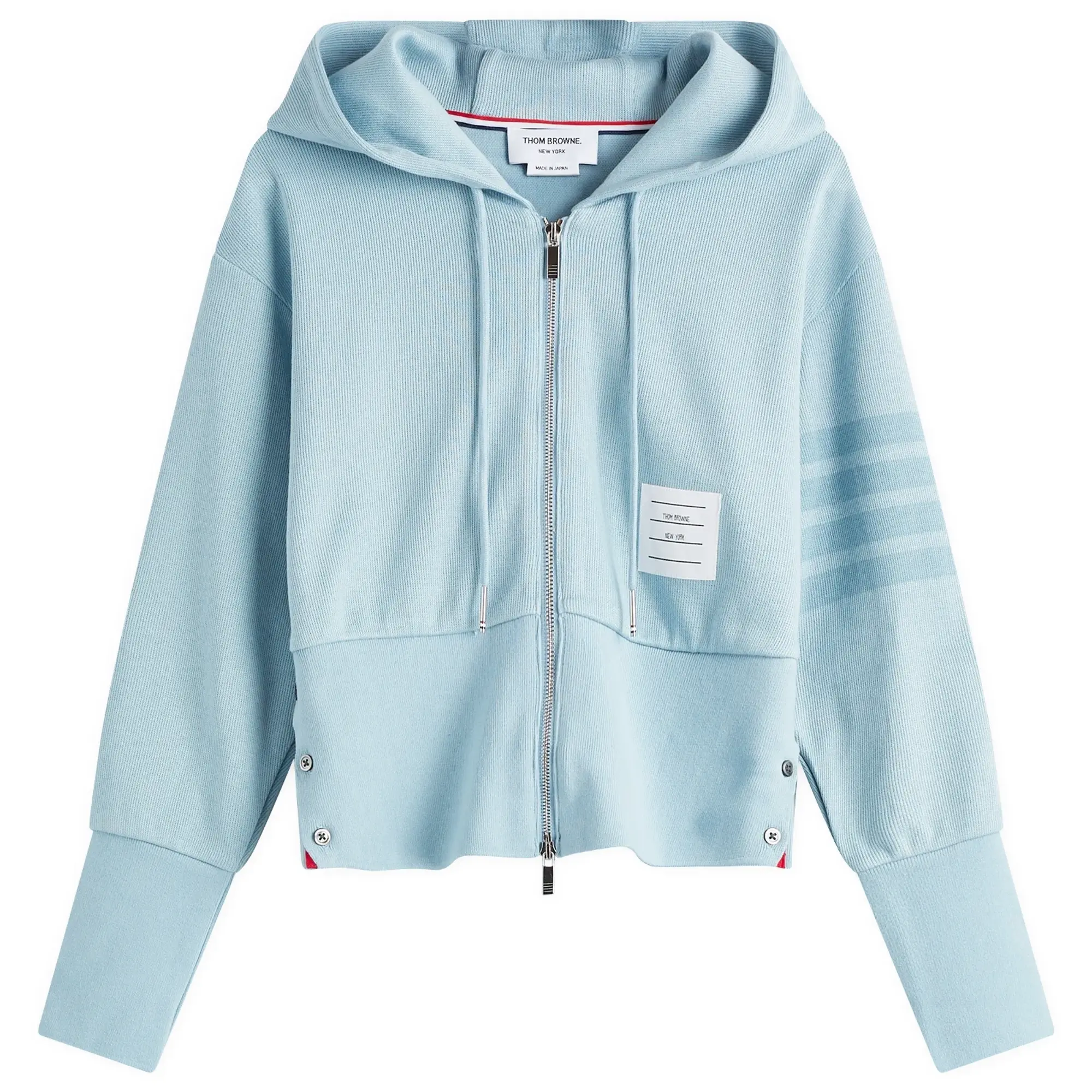 Thom Browne Women's Zip Up Hoodie Light Blue