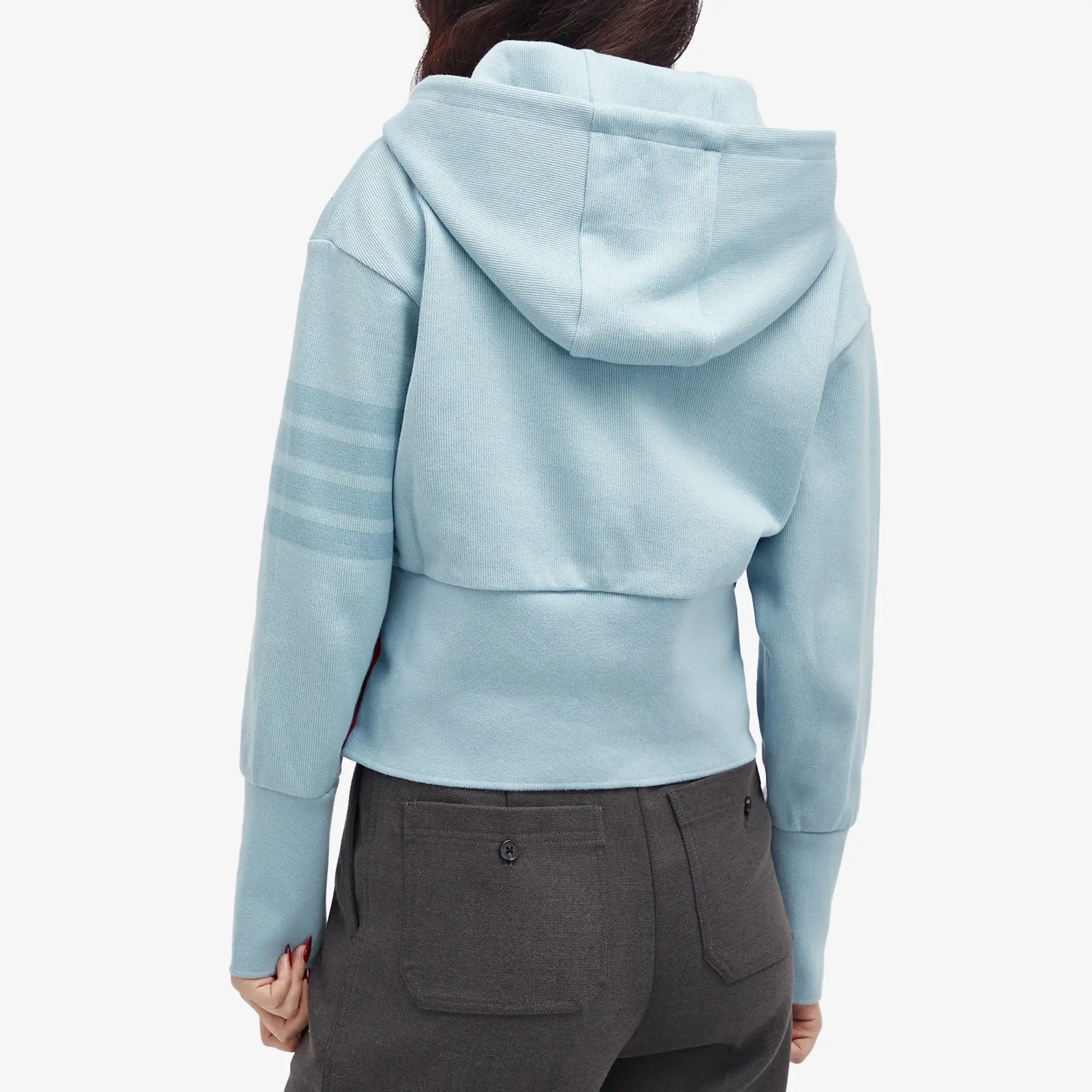 Thom Browne Women's Zip Up Hoodie Light Blue