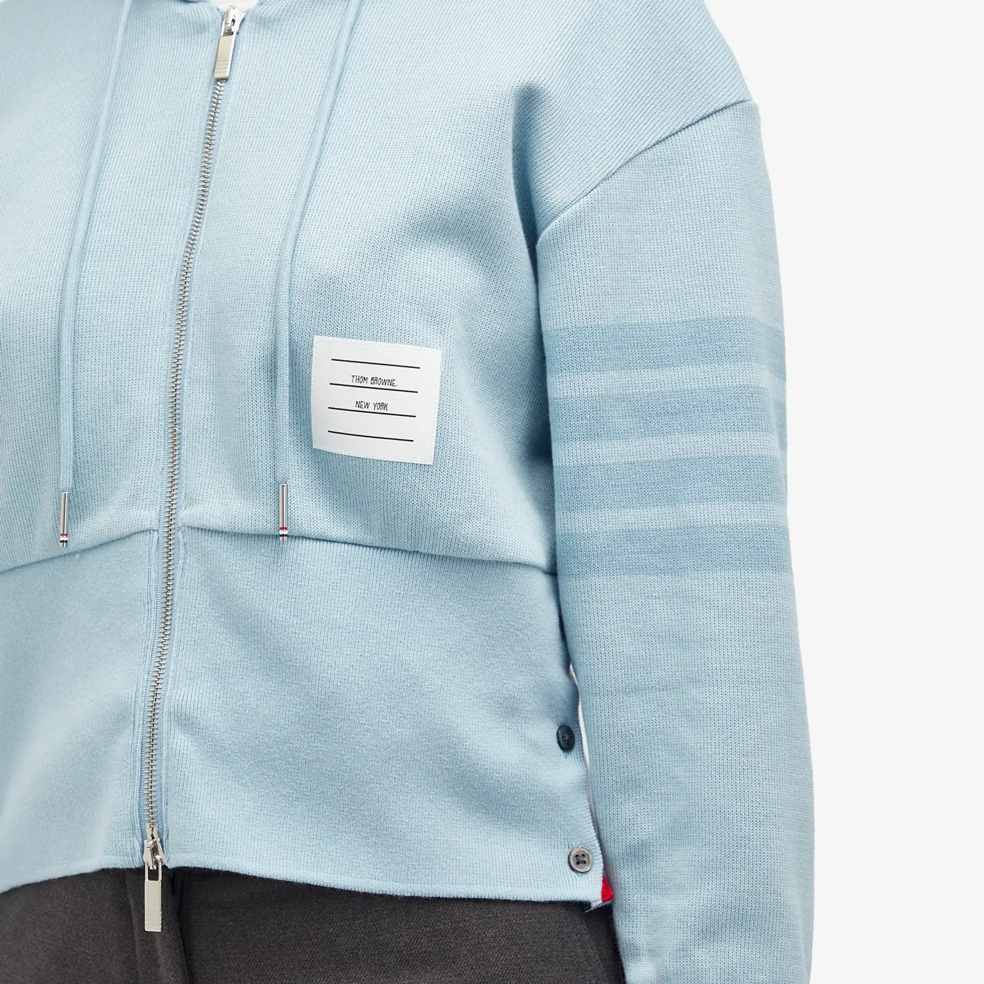 Thom Browne Women's Zip Up Hoodie Light Blue
