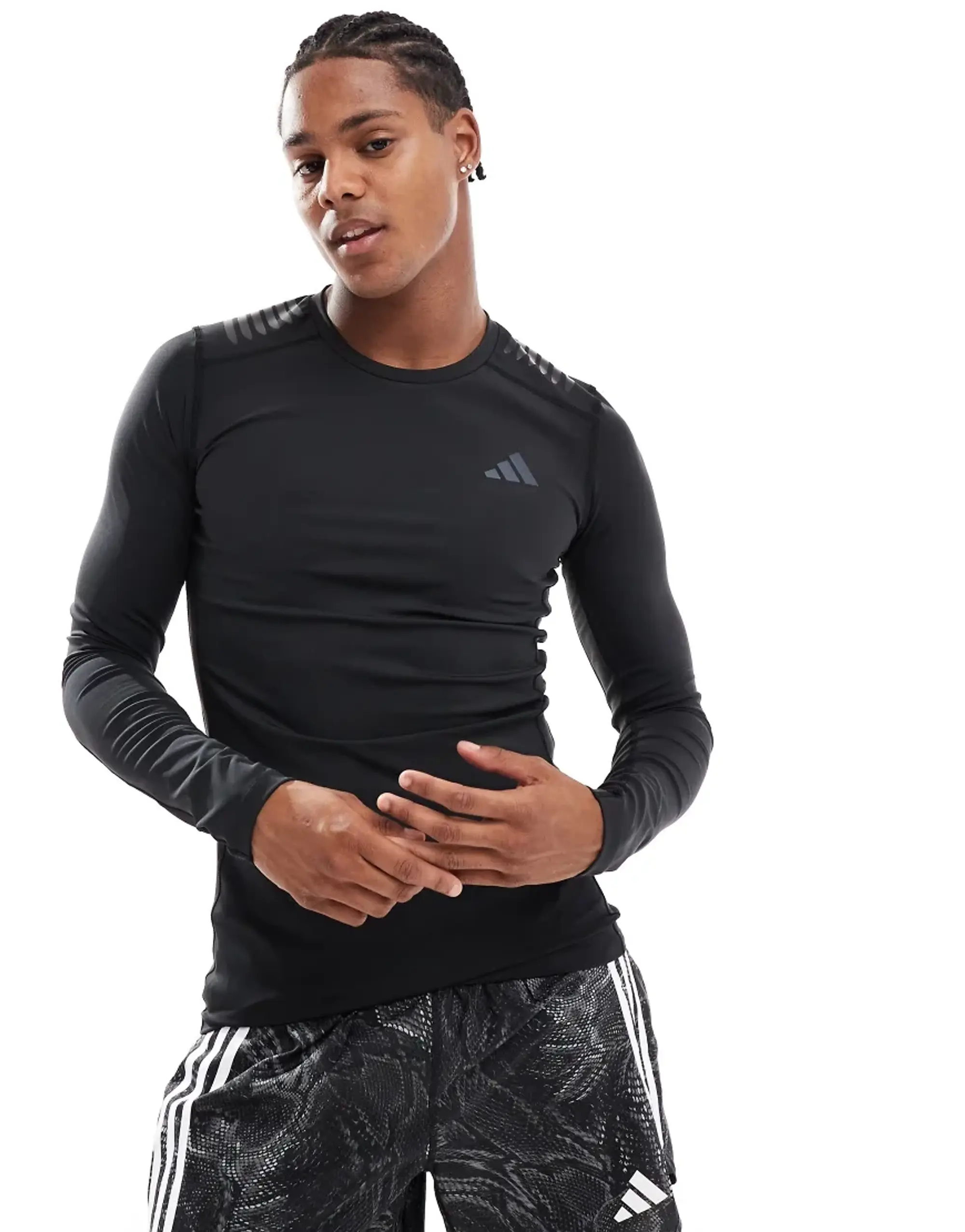 Adidas Performance Techfit Control X Rheon Long-Sleeve Top In Black