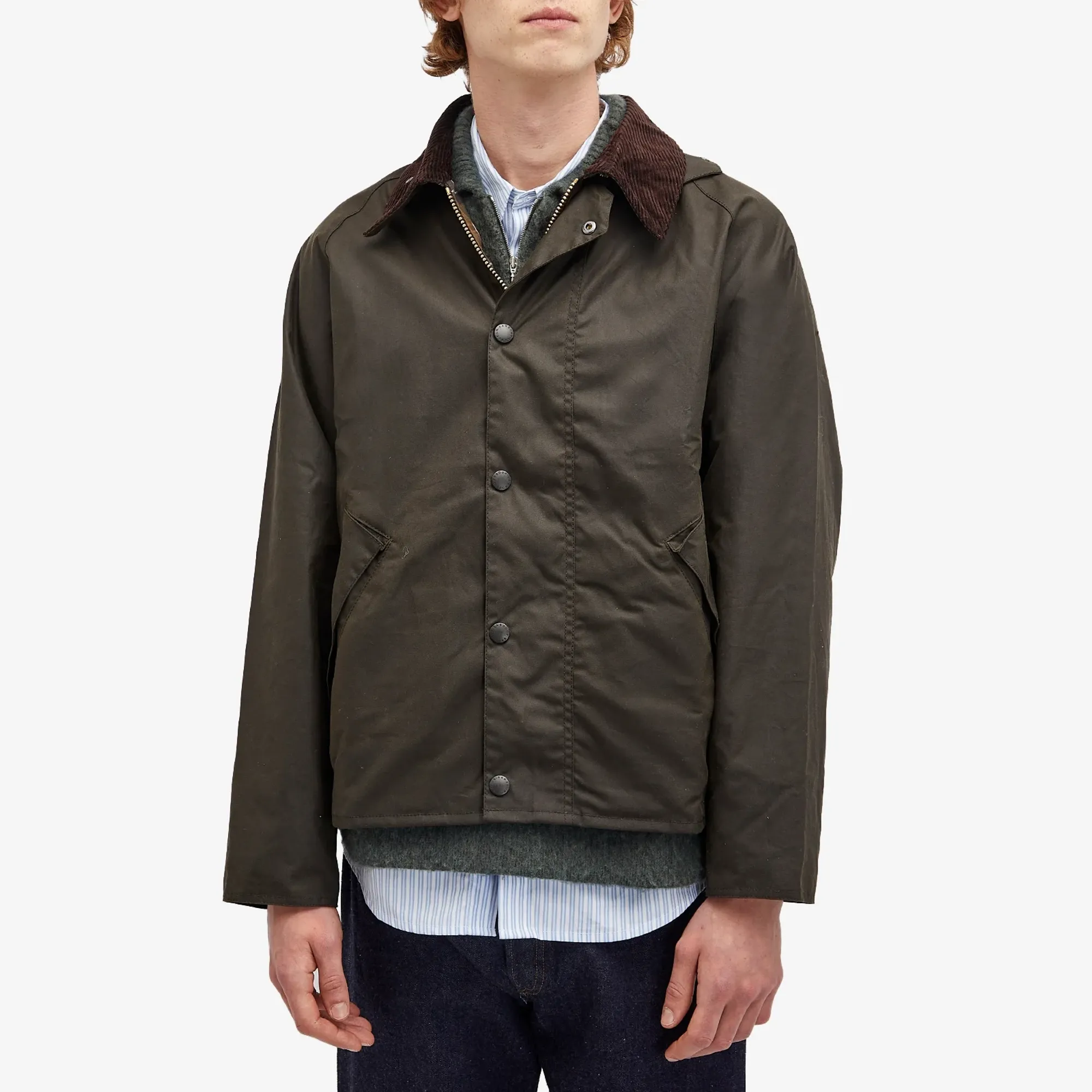 Barbour Men's OS Transport Wax Jacket Olive | MWX1678OL51 | FOOTY.COM