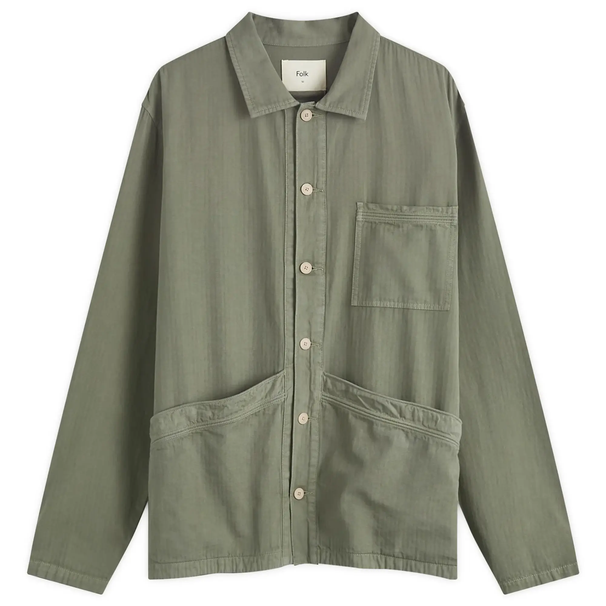 Folk Men's Meyer Shirt Jacket Dark Sage Herringbone