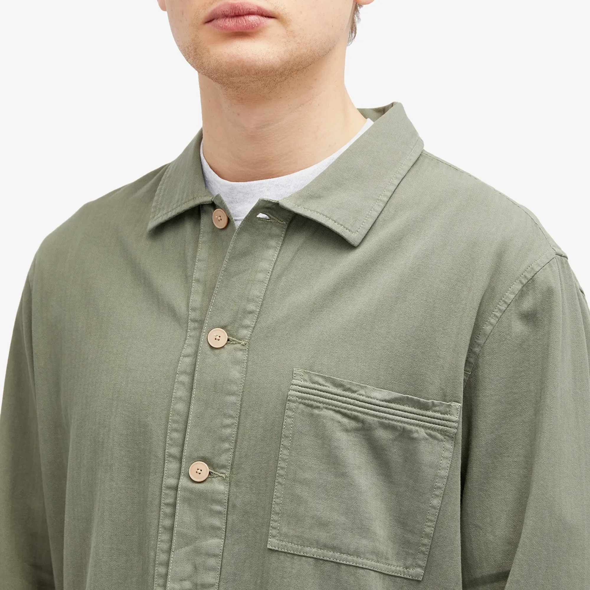 Folk Men's Meyer Shirt Jacket Dark Sage Herringbone