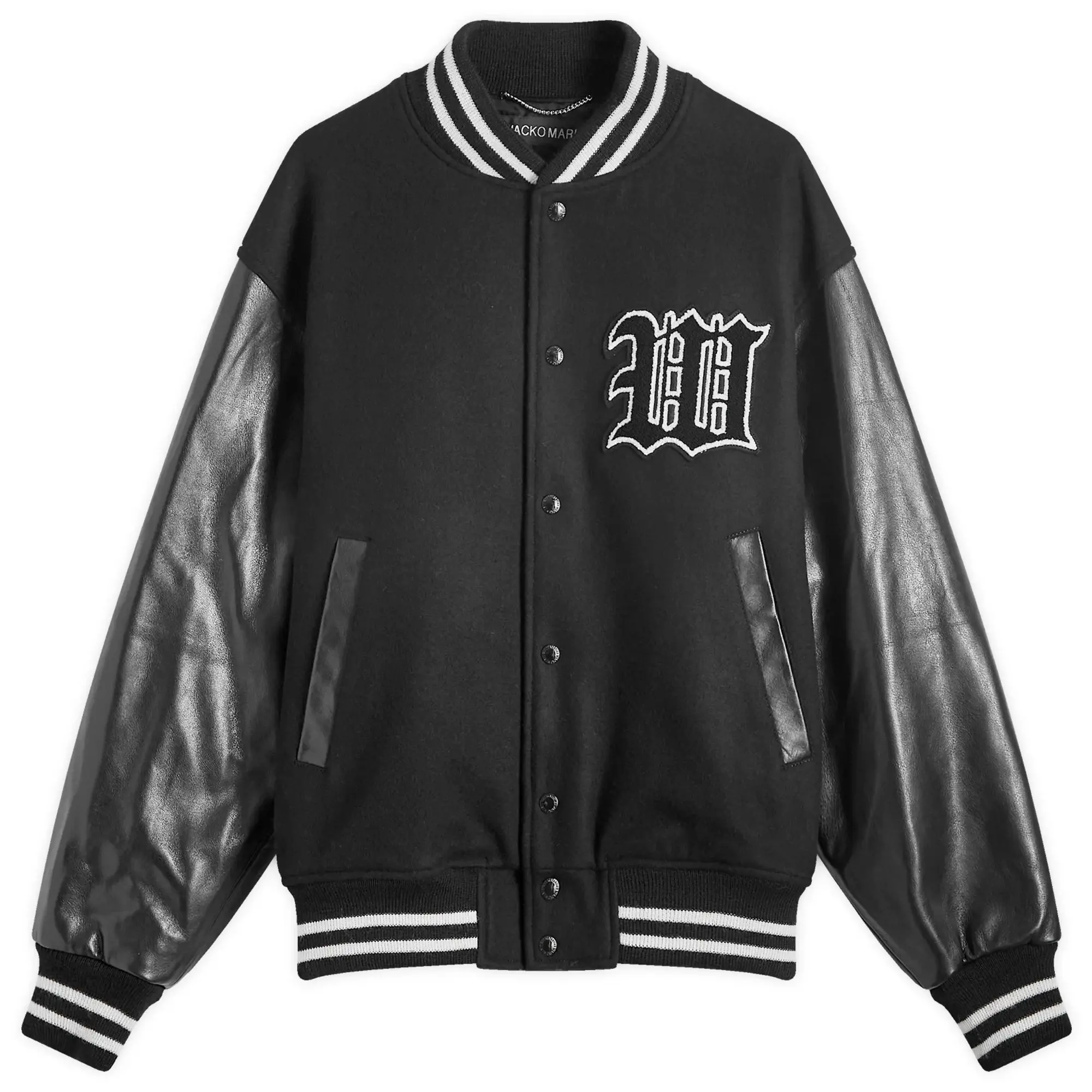 Wacko Maria Men's Type-2 Leather Varsity Jacket Black