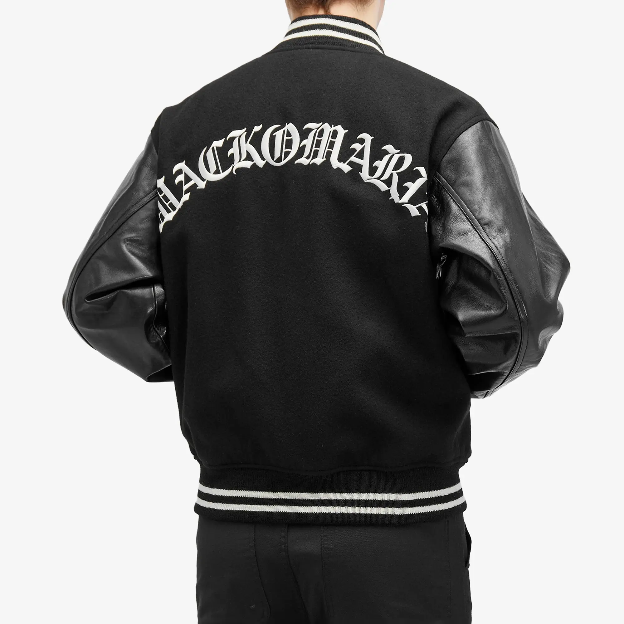 Wacko Maria Men's Type-2 Leather Varsity Jacket Black