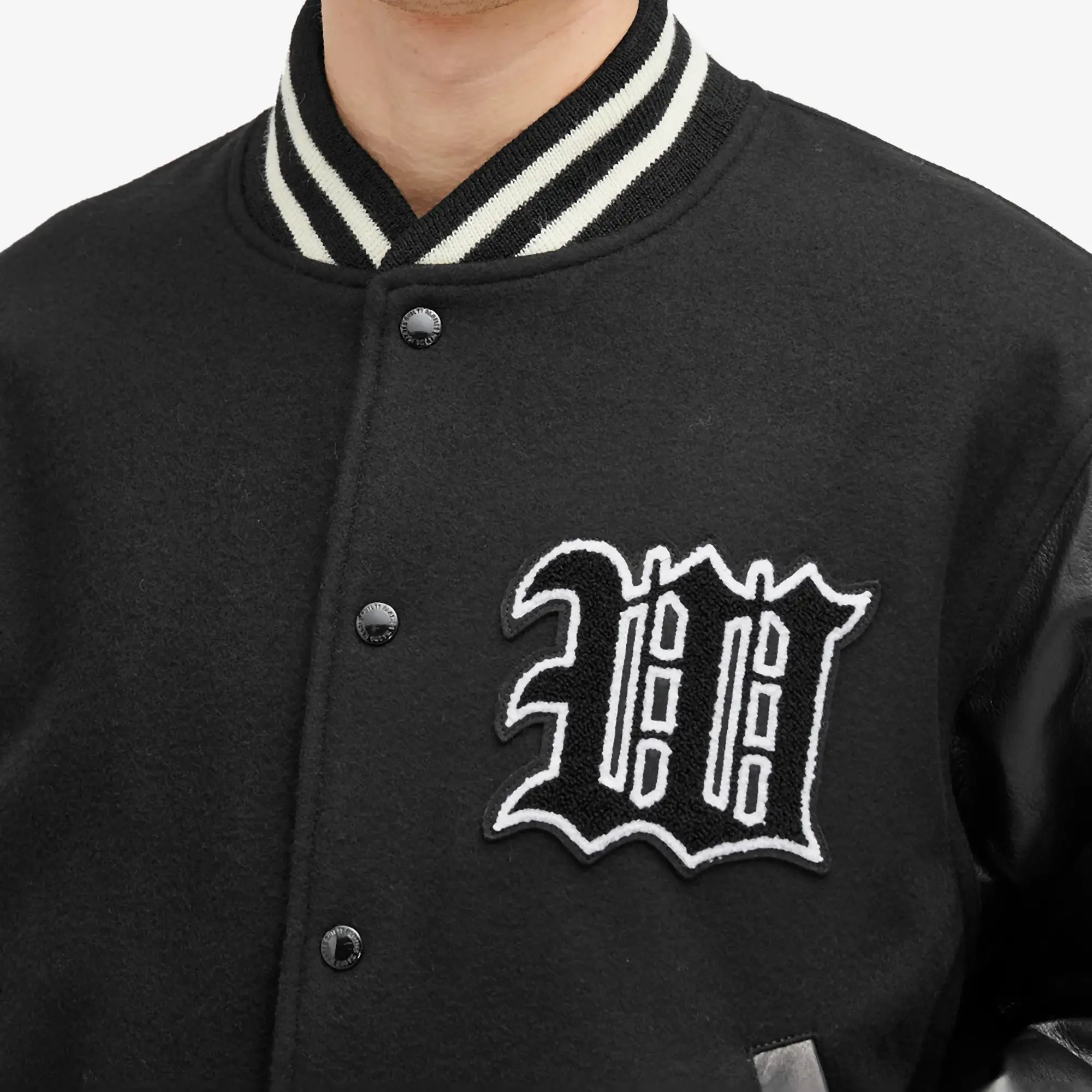 Wacko Maria Men's Type-2 Leather Varsity Jacket Black