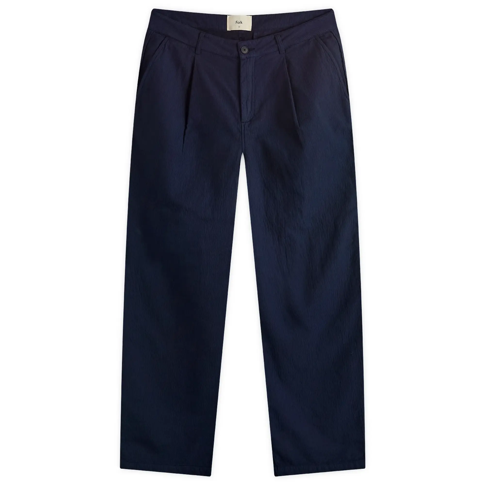 Folk Men's Wide Fit Trousers Navy Topstitch