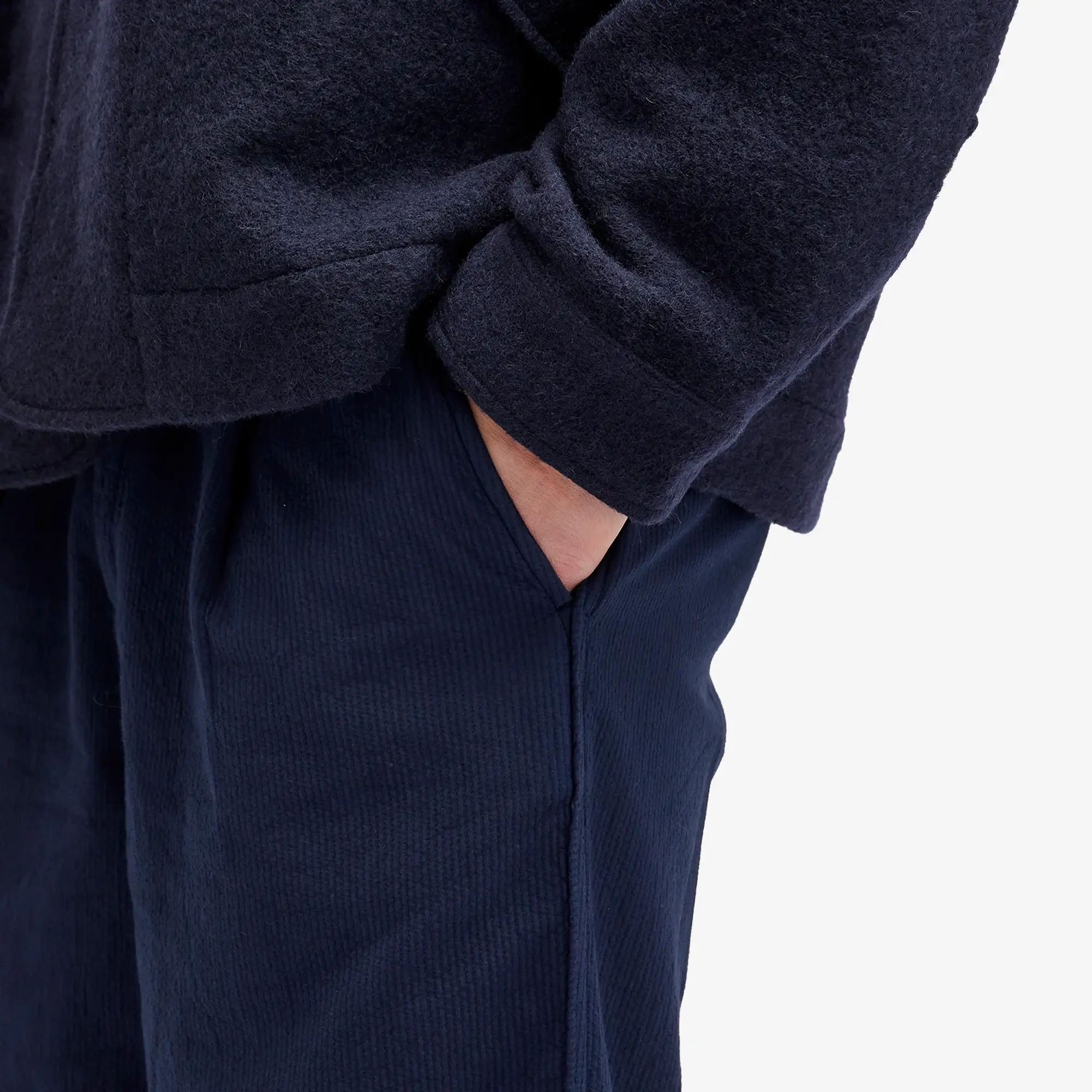 Folk Men's Wide Fit Trousers Navy Topstitch