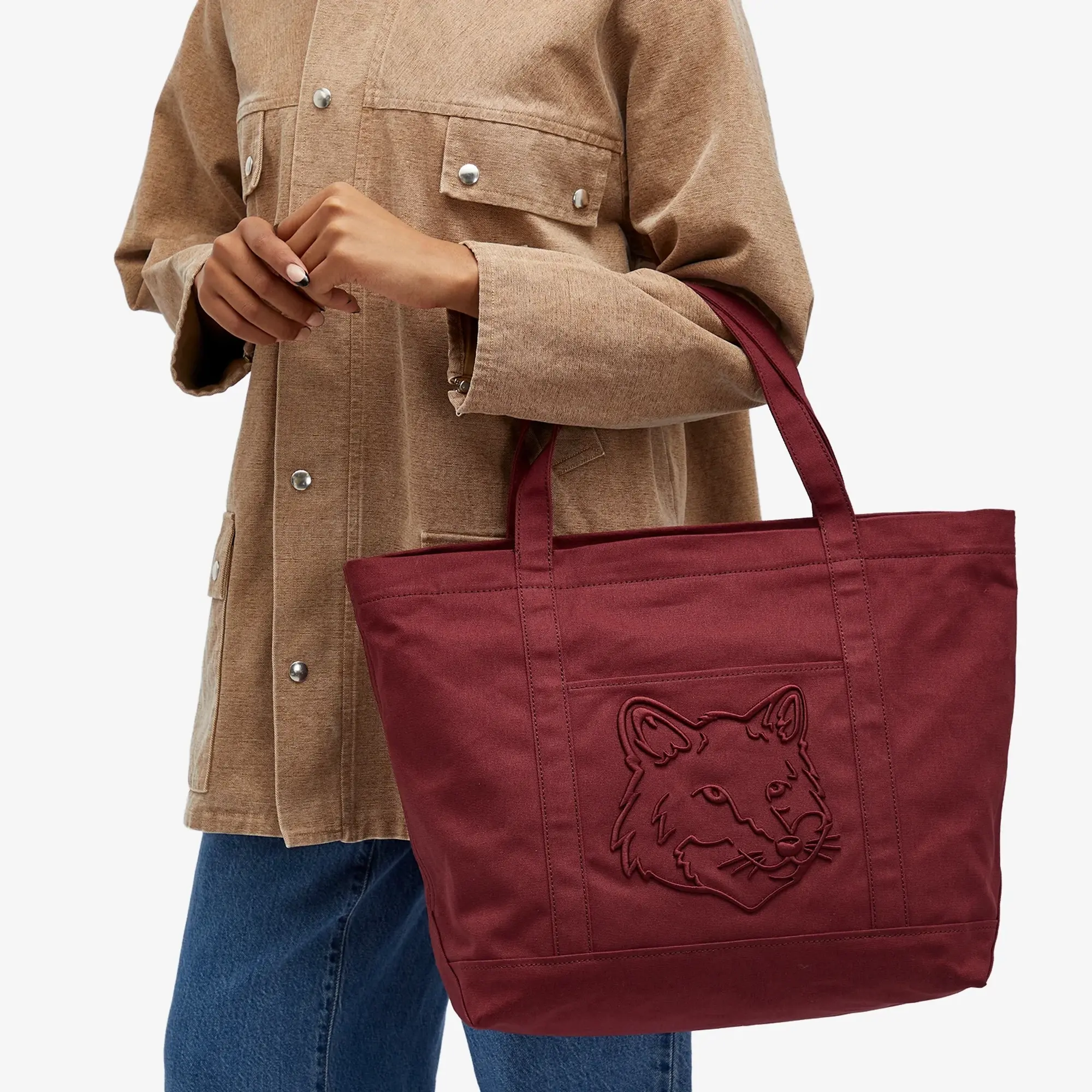 Maison Kitsuné Maison Kitsune Fox Head Large Tote Bag Redstar