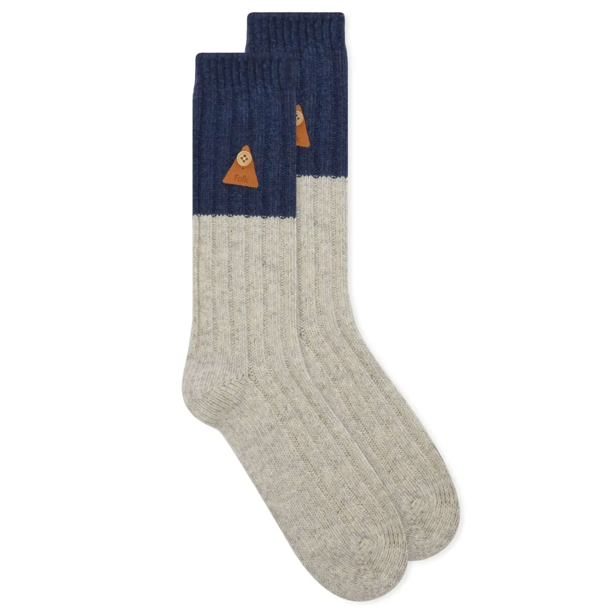 Asics Folk Men's 2 Tone Wool Socks Navy Silver Mix