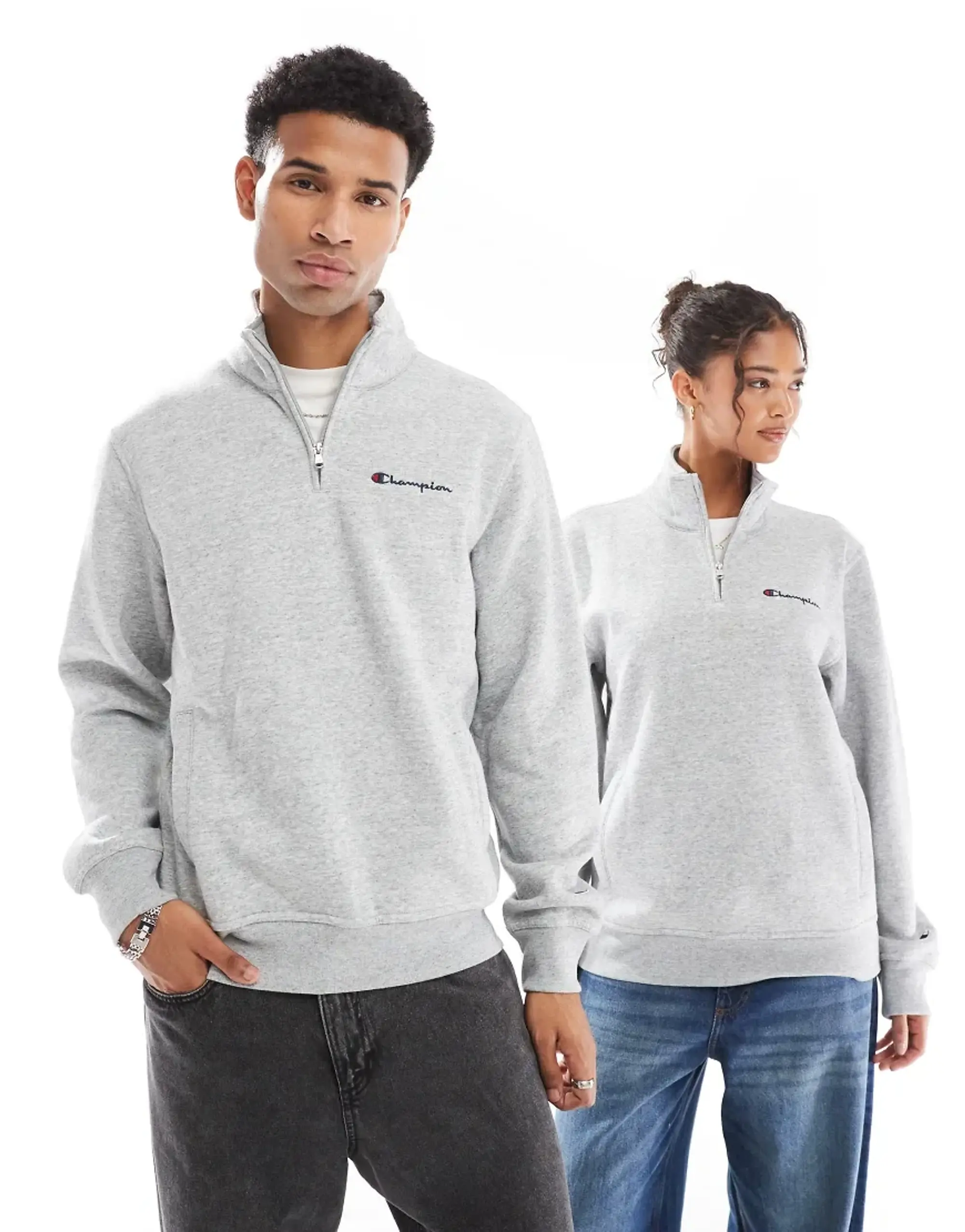 Champion Legacy Unisex Half Zip Sweatshirt In Grey