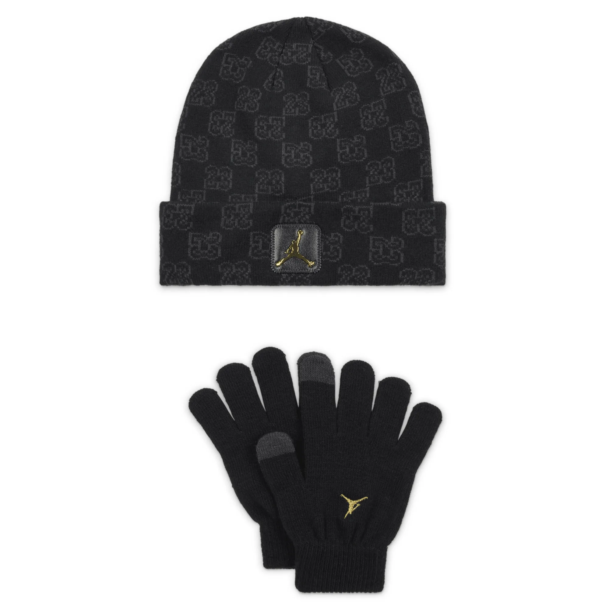 Nike Jordan Older Kids' 2-Piece Monogram Beanie Set - Black - Acrylic