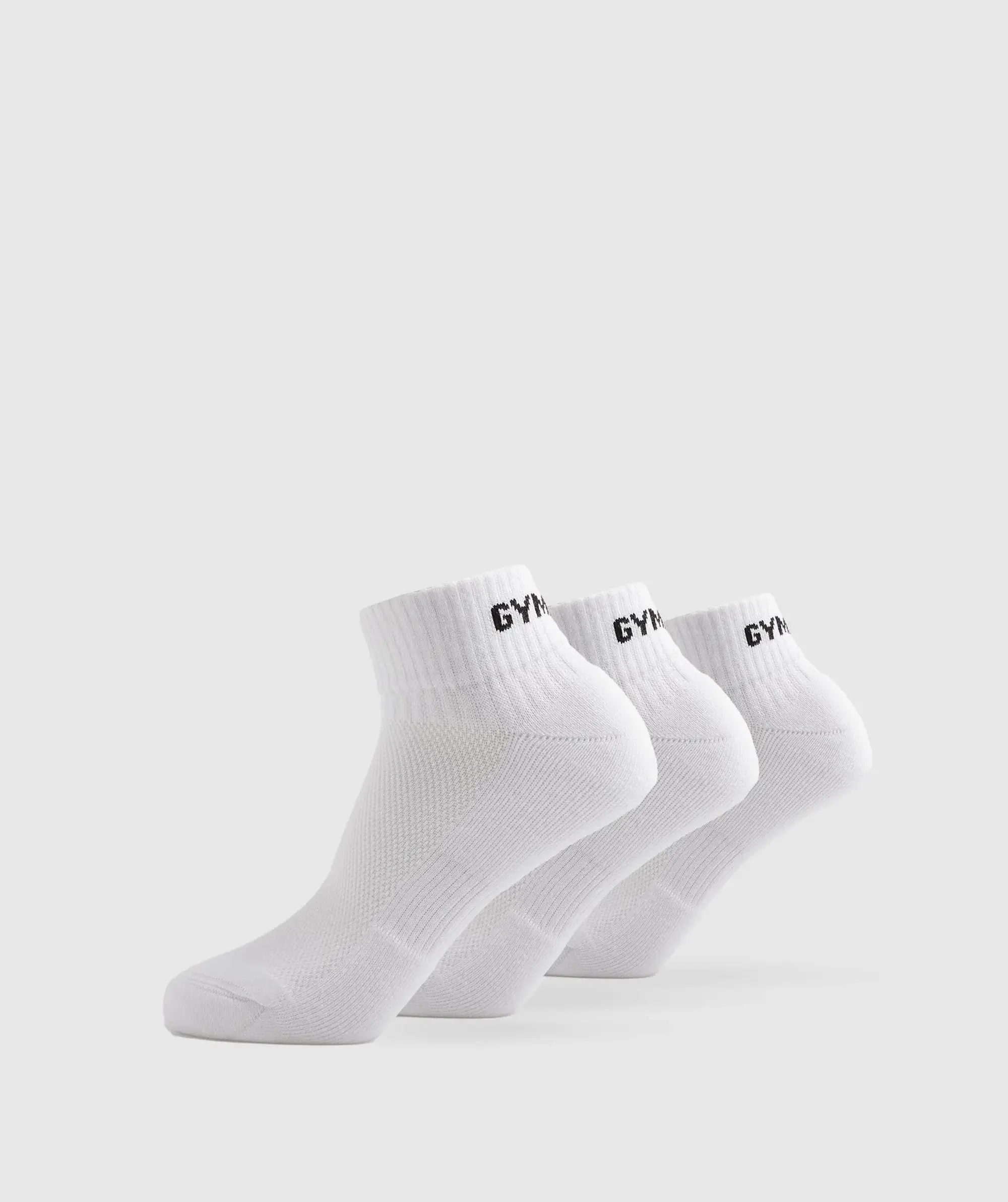 Gymshark GS Jacquared Quarter Socks 3pk - White