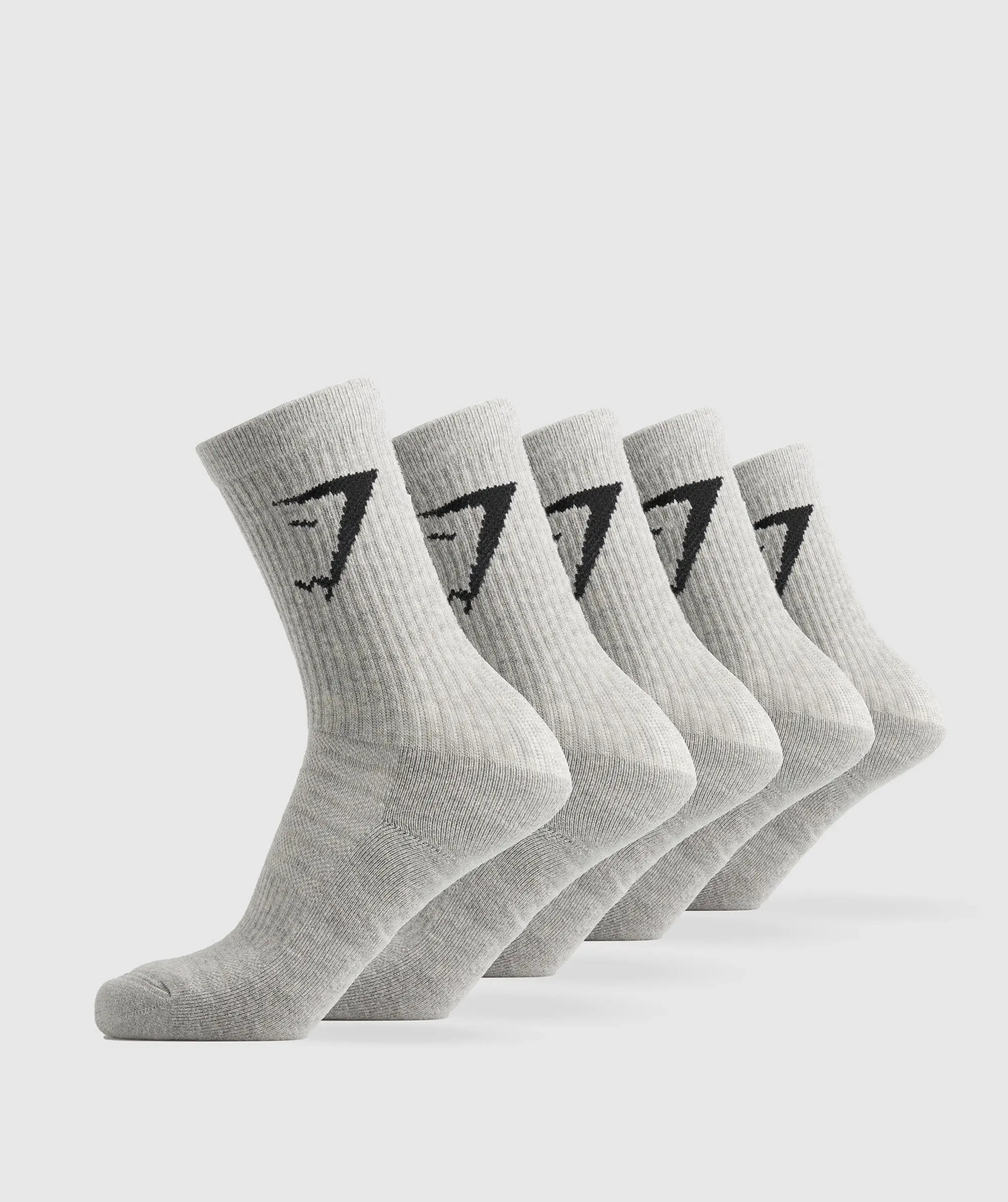 Gymshark Crew Socks 5pk - Light Grey Marl