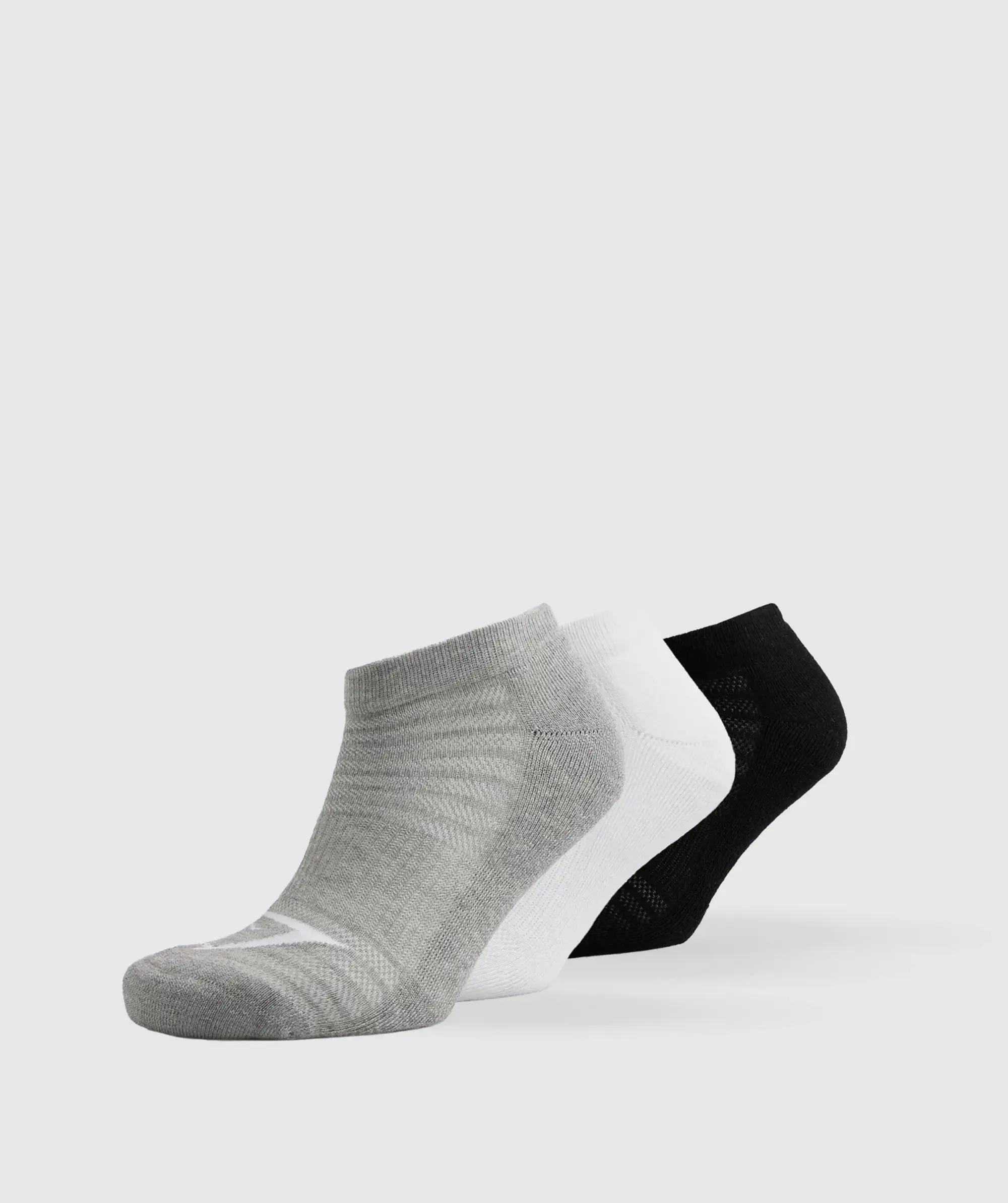 Gymshark Ankle Socks 3pk - White/Black/Light Grey Core Marl