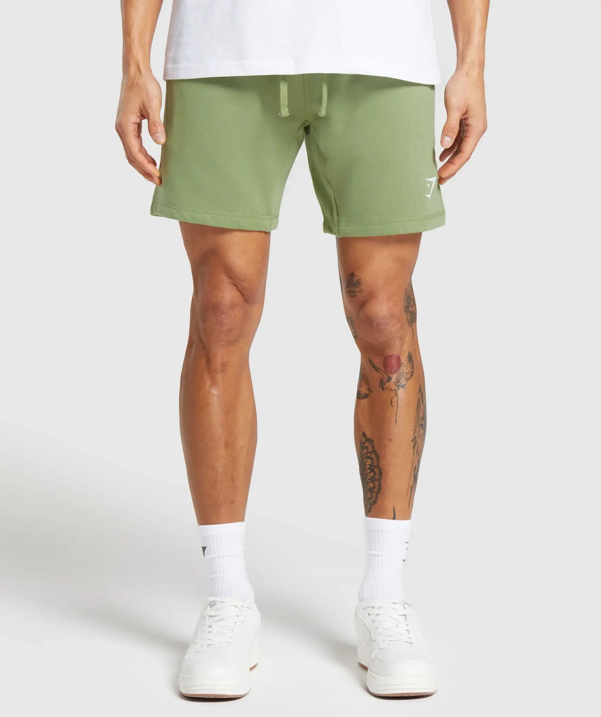 Gymshark Crest 7 Shorts - Natural Sage Green