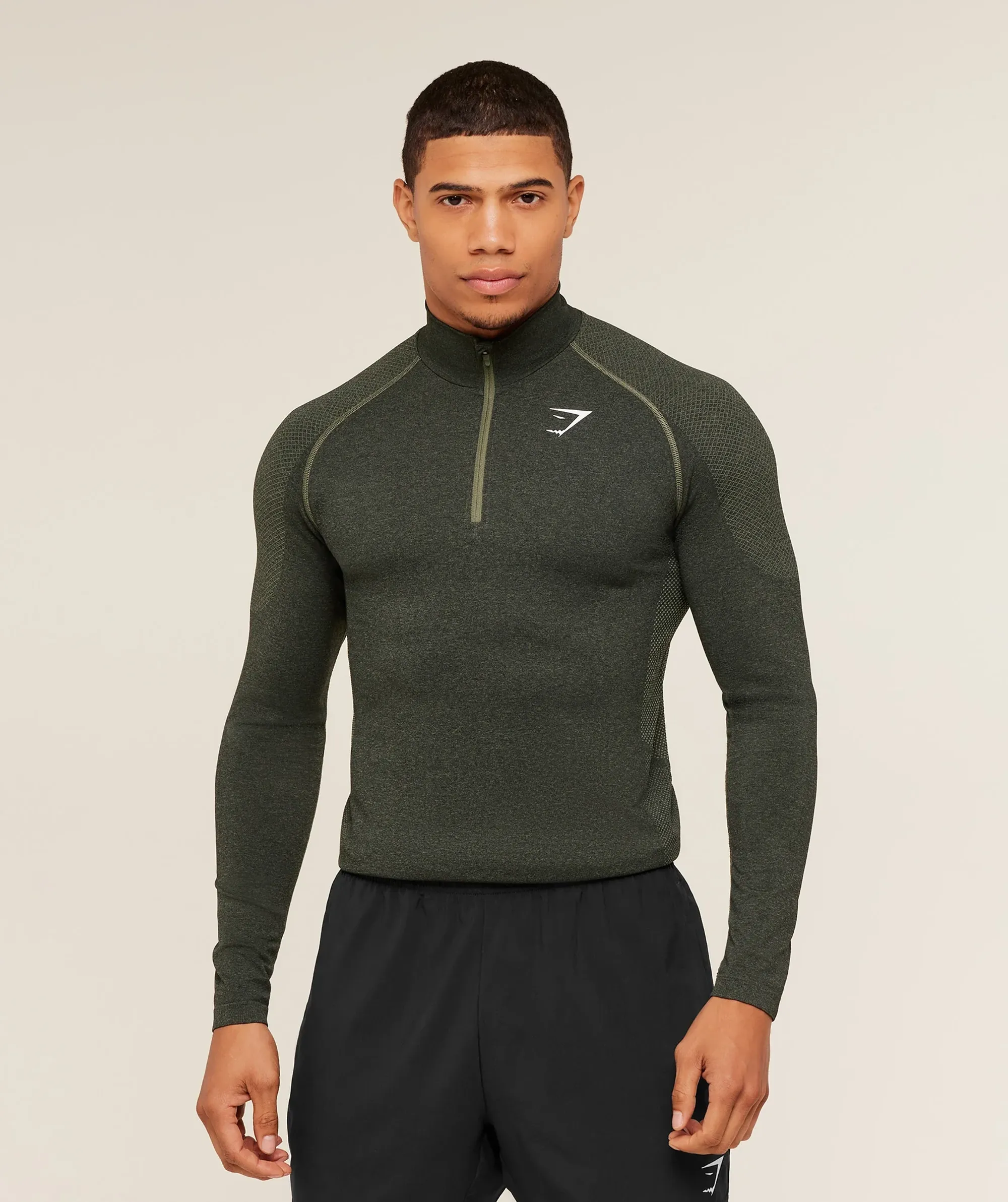 Gymshark Vital Seamless 1/4 Zip - Core Olive/Black