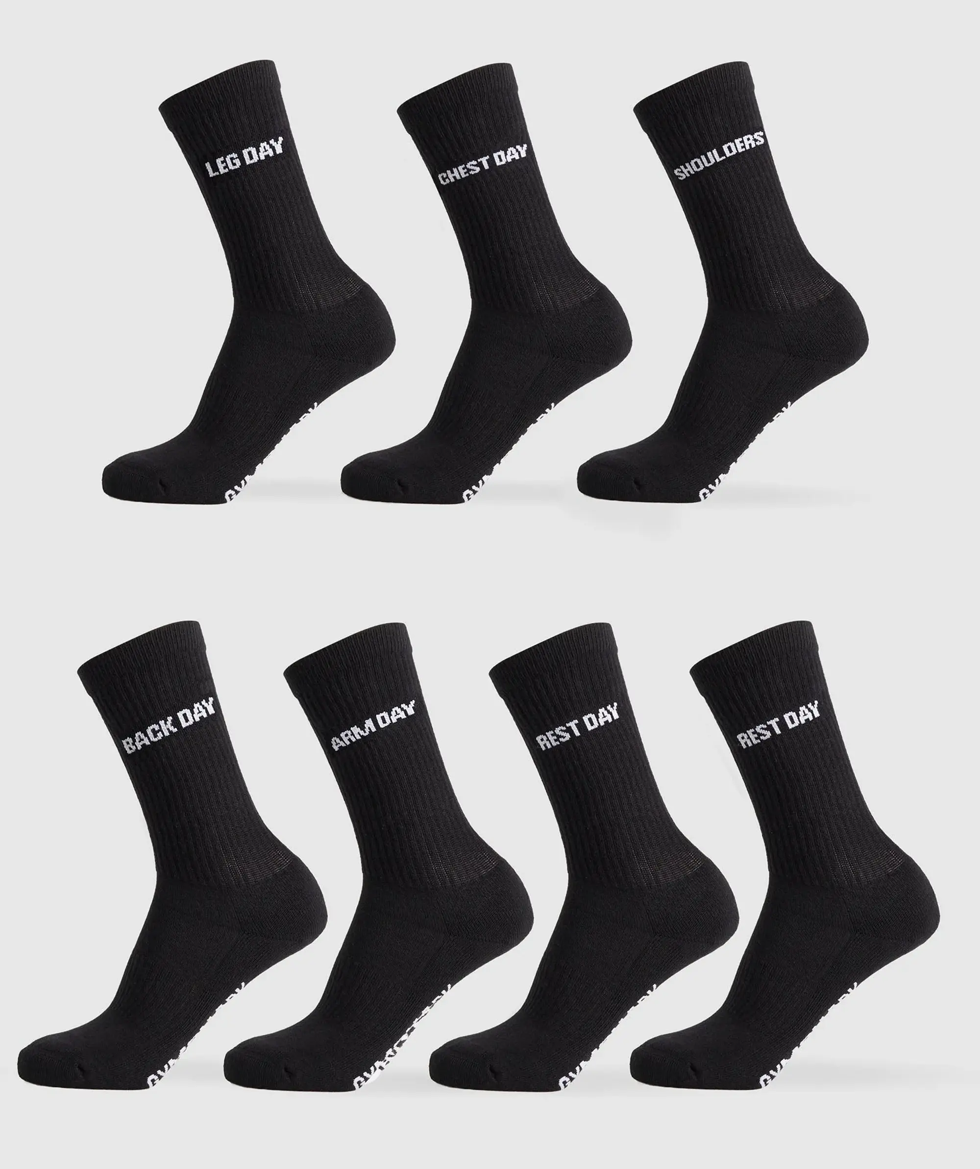 Gymshark Graphic Crew Socks 7PK - Black