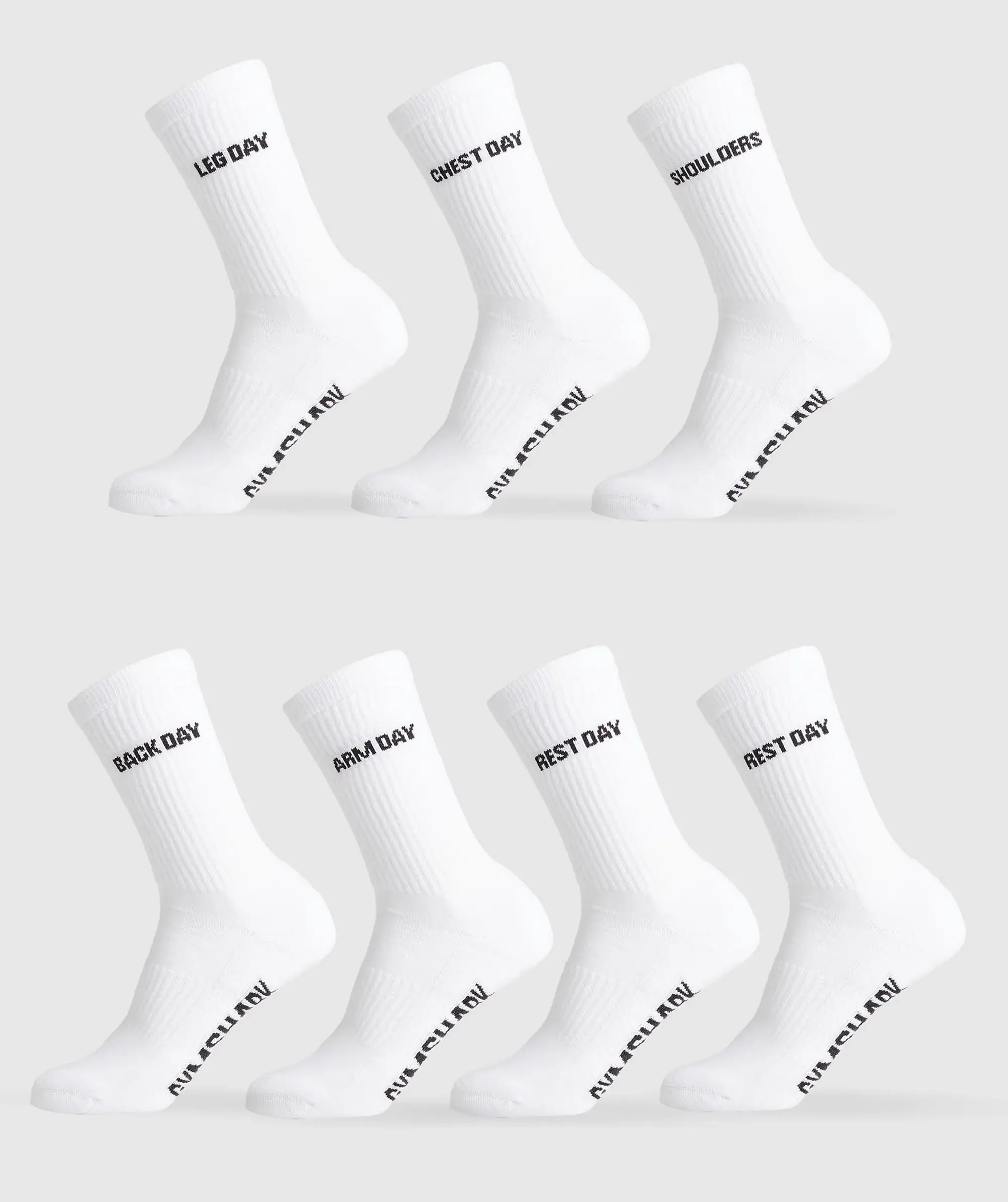 Gymshark Graphic Crew Socks 7PK - White