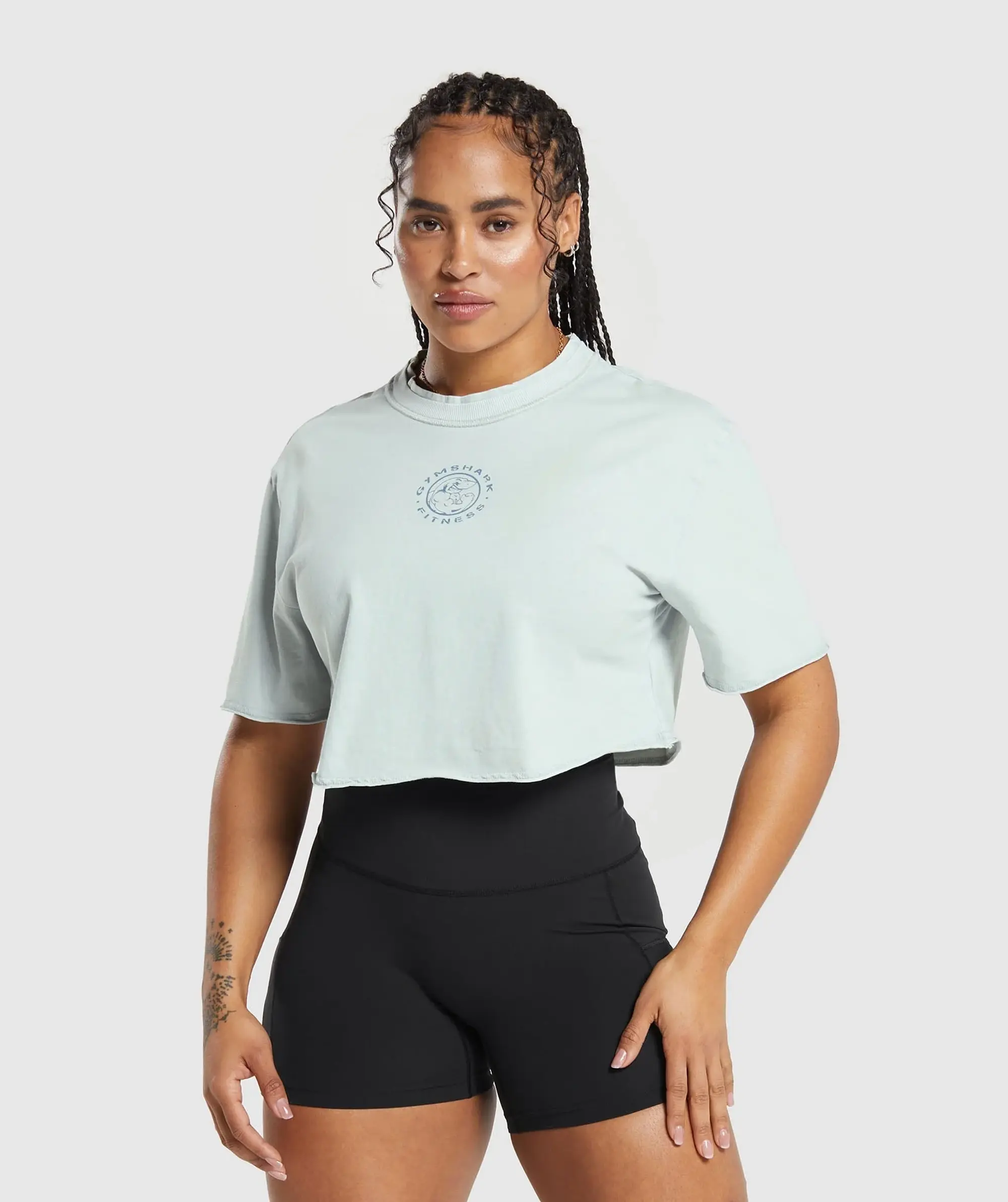 Gymshark Legacy Washed Crop Top - Fresh Blue