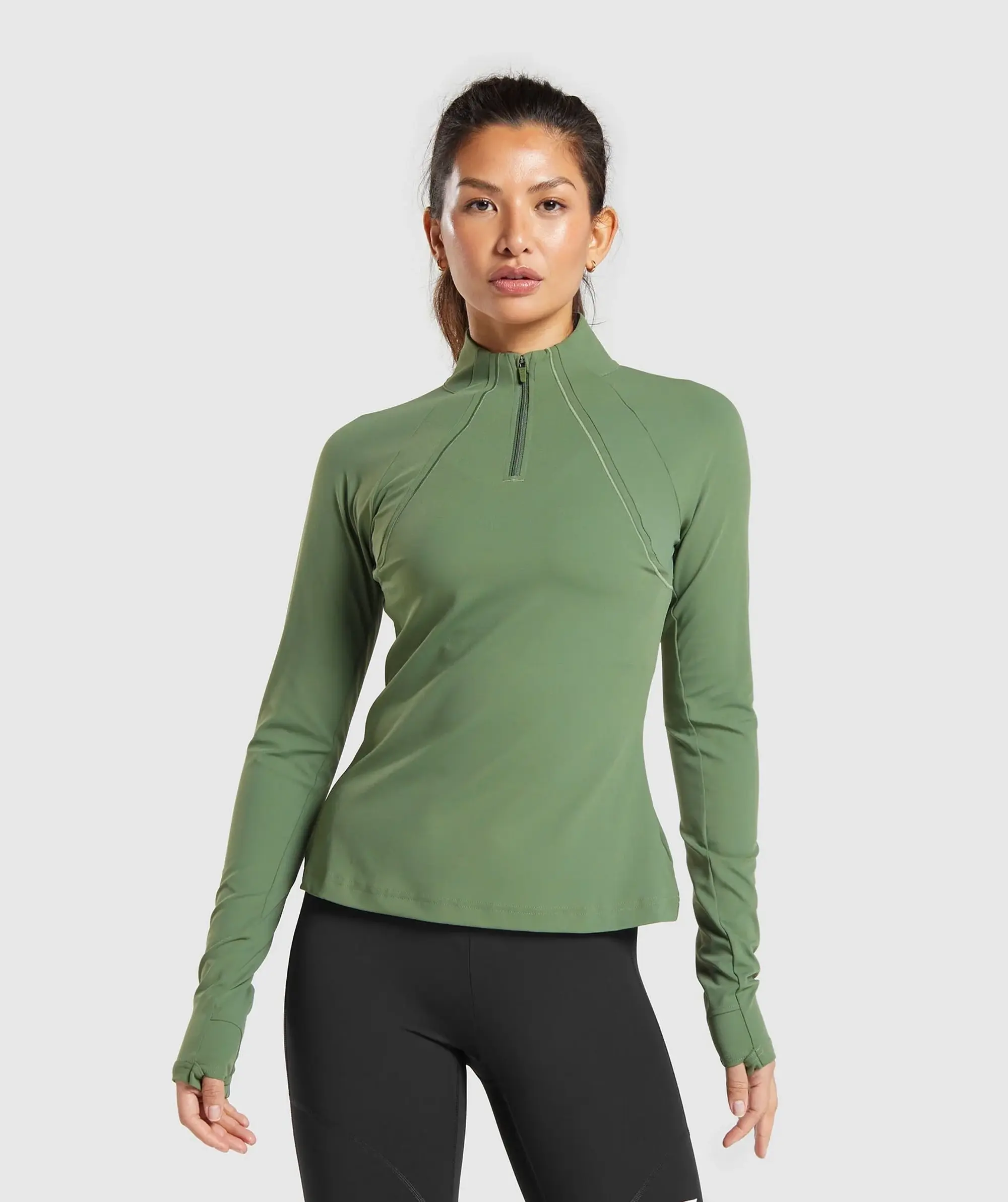 Gymshark Running 1/4 Zip - Force Green