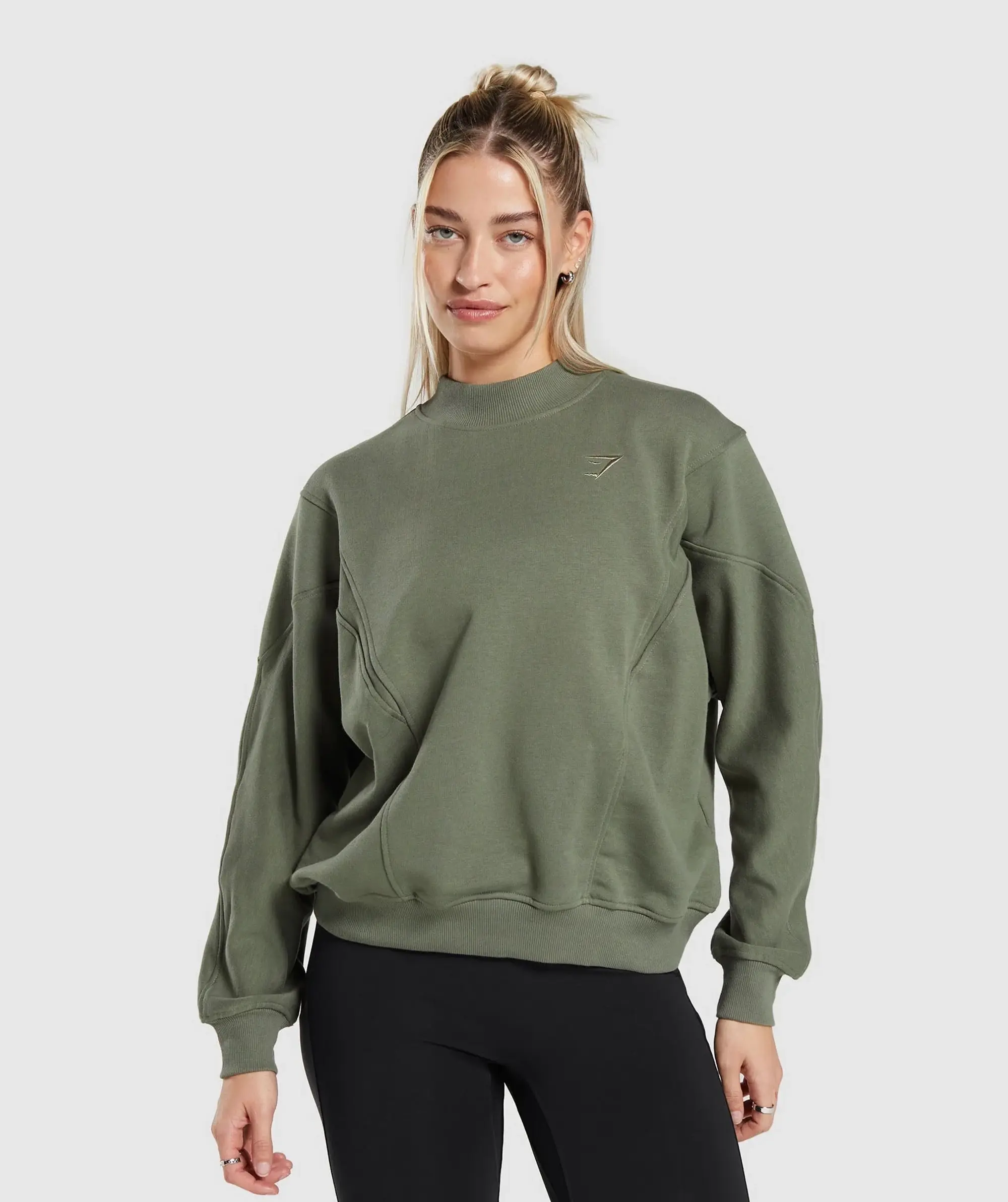 Gymshark Rest Day Cotton Contour Pullover - Base Green