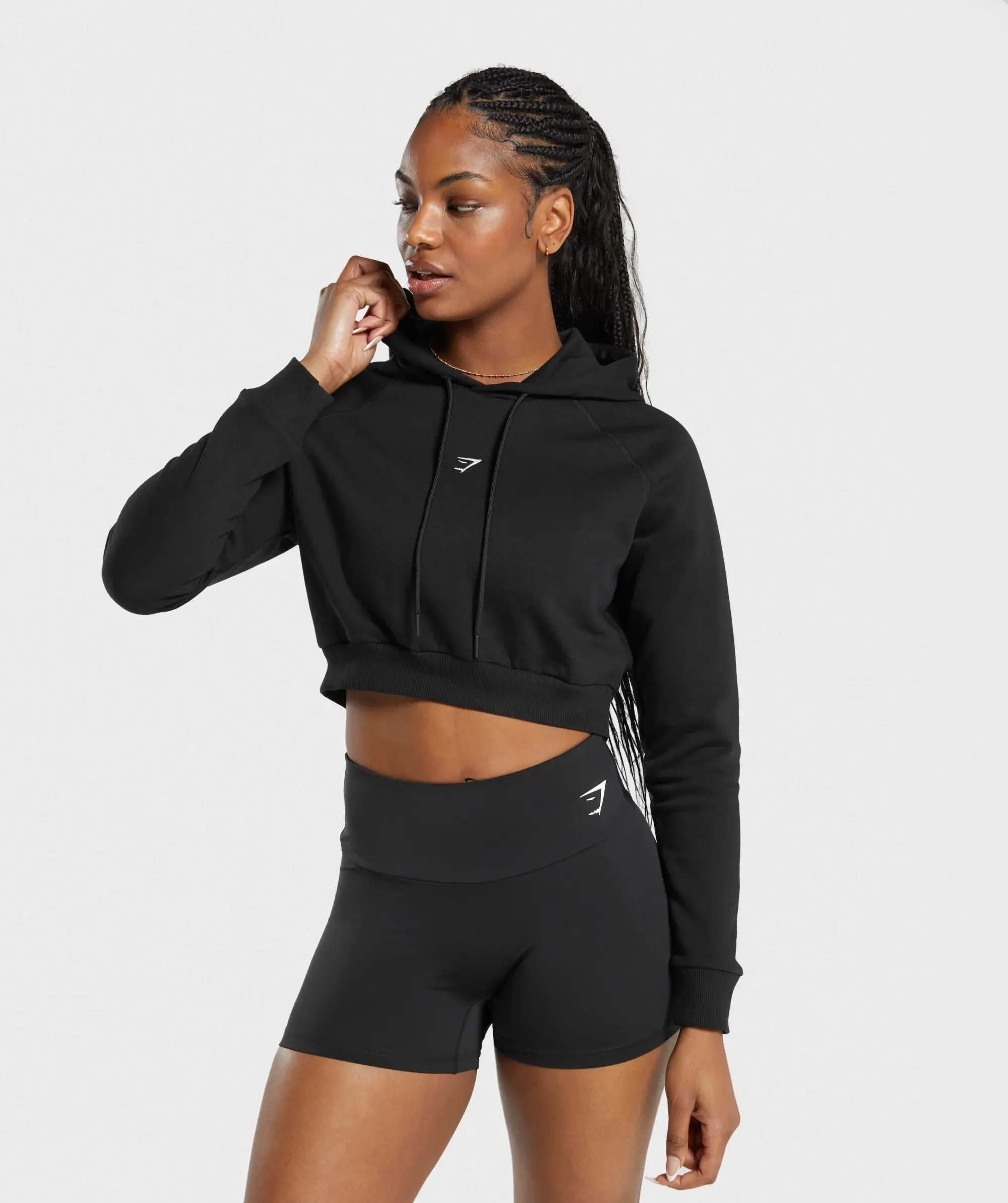 Gymshark Training Fleece Cropped Hoodie - Black