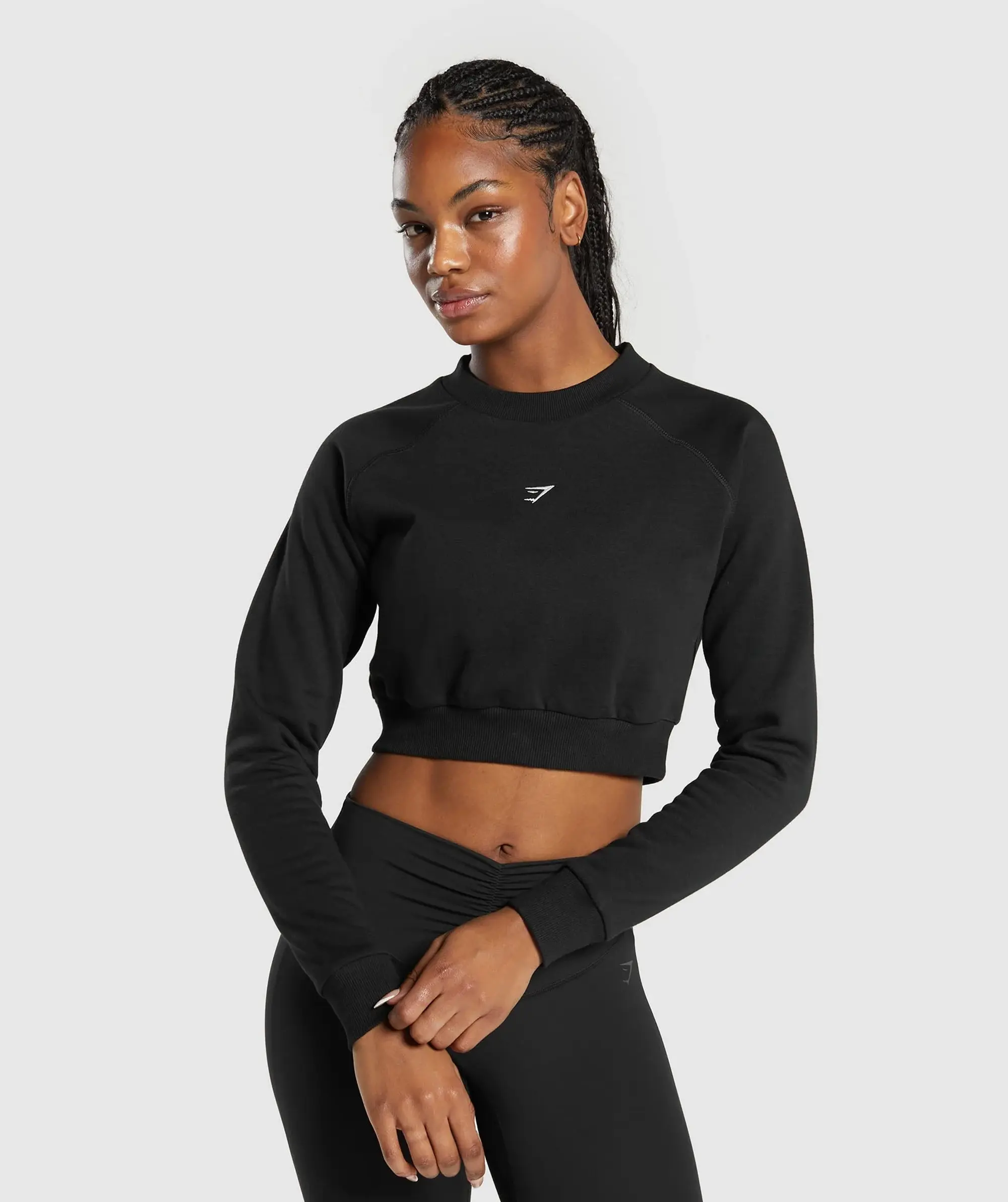 Gymshark Training Fleece Cropped Sweatshirt - Black