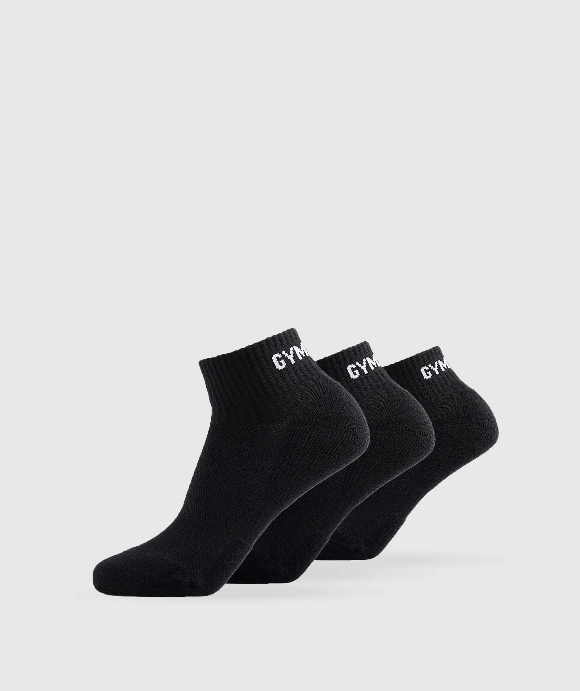 Gymshark GS Jacquard Quarter Socks 3pk - Black