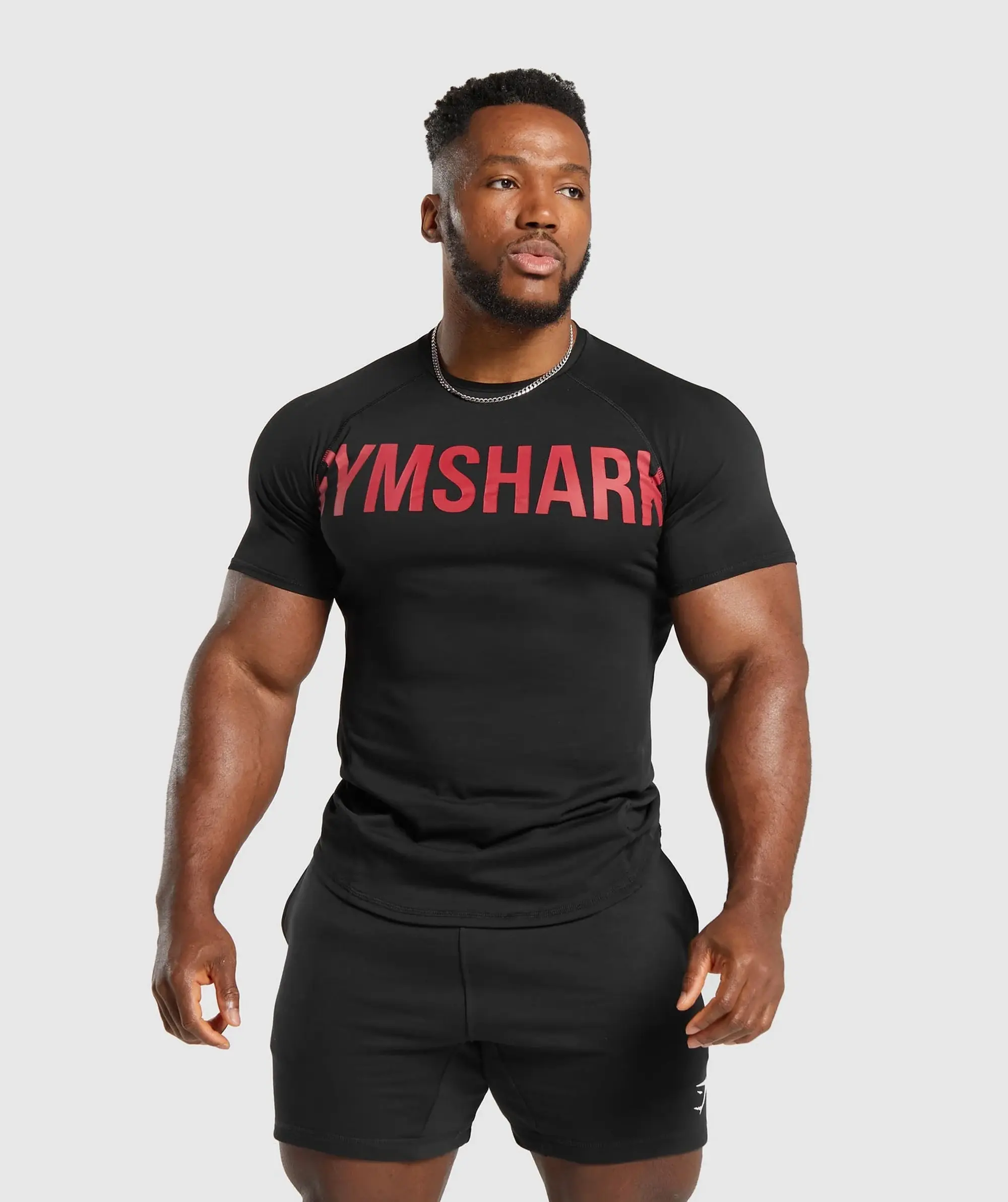 Gymshark Impact Muscle T-Shirt - Black/Vivid Red