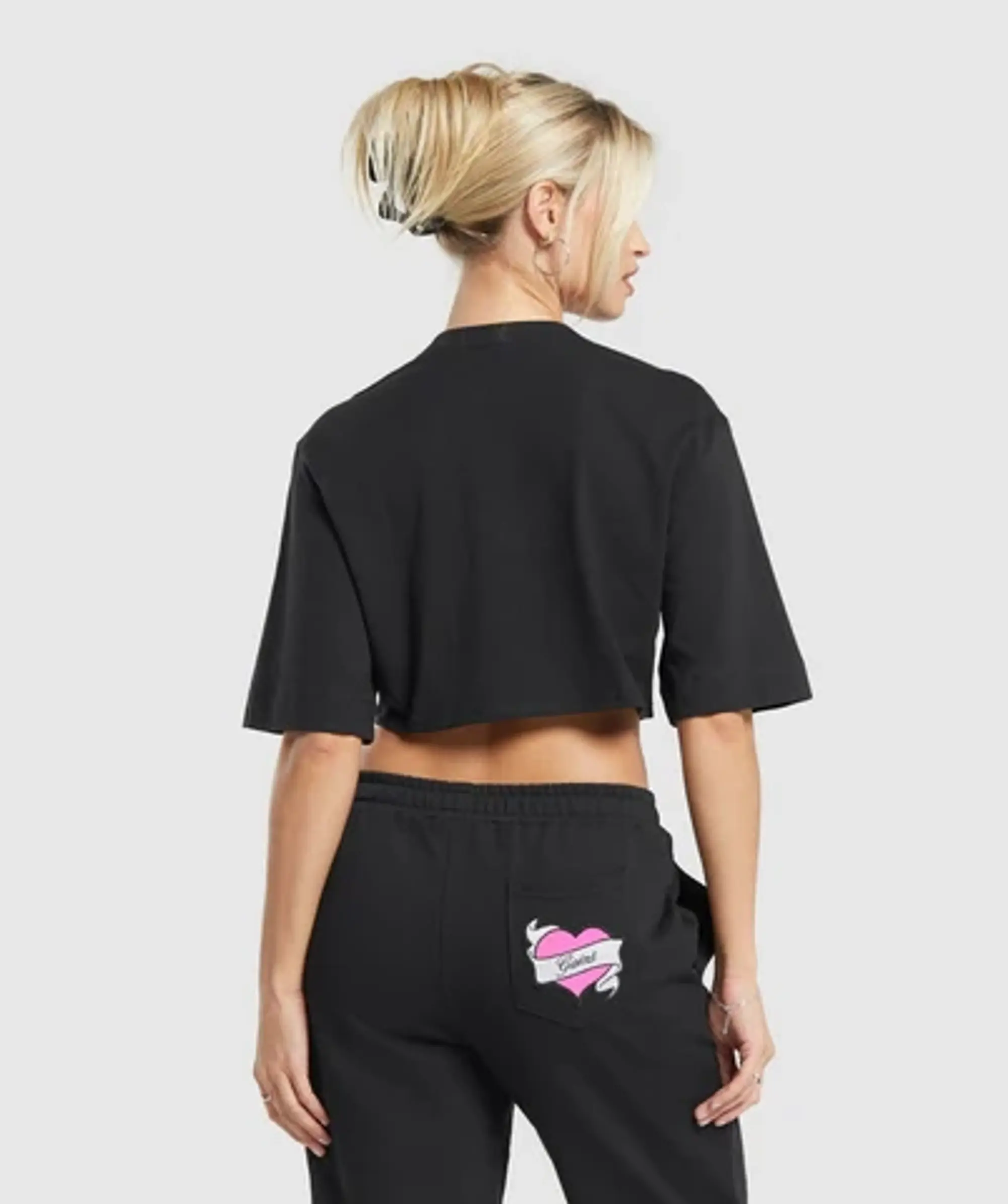 Gymshark Tattoo Oversized Crop Top - Black