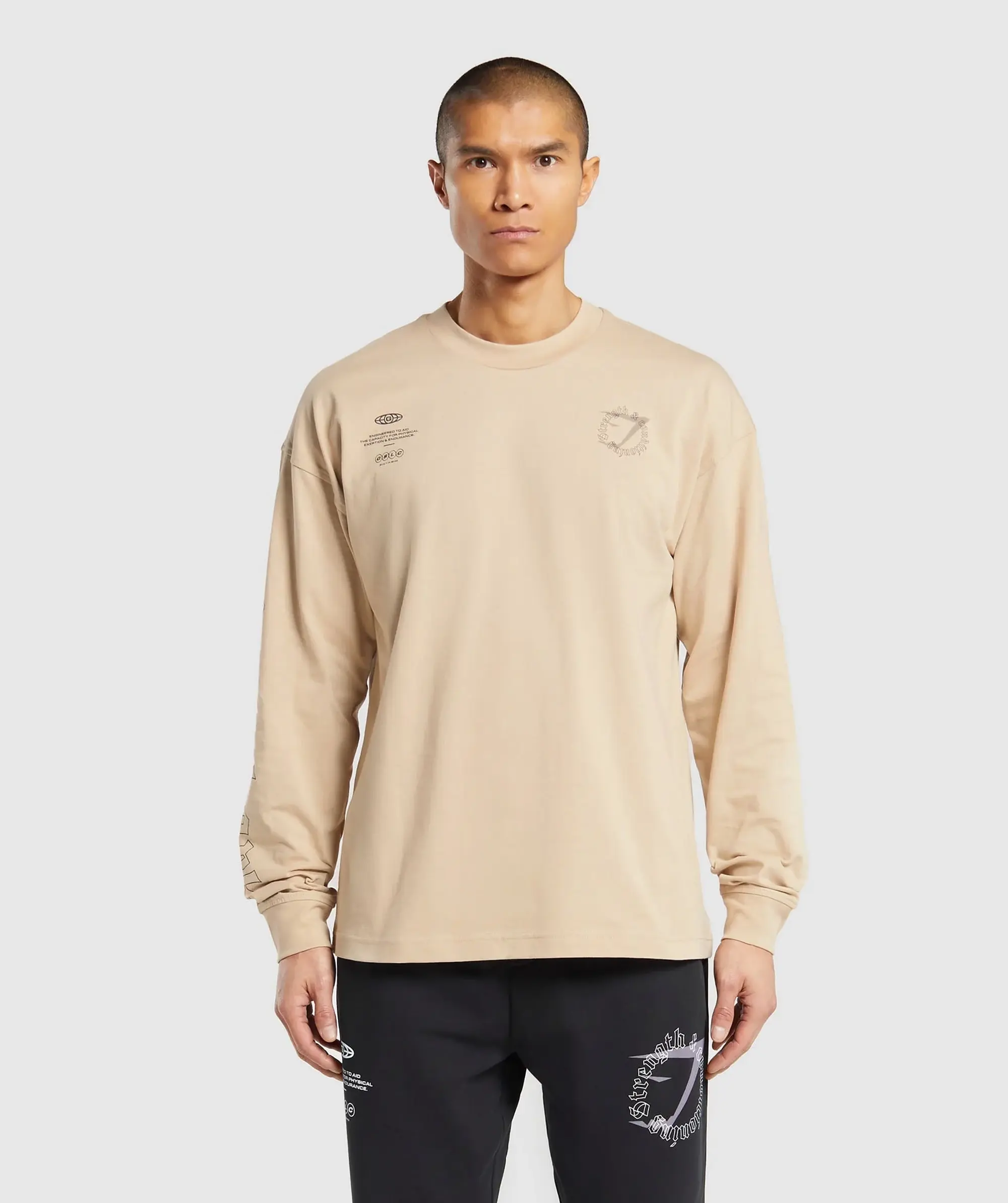 Gymshark Strength and Conditioning Long Sleeve T-Shirt - Vanilla Beige
