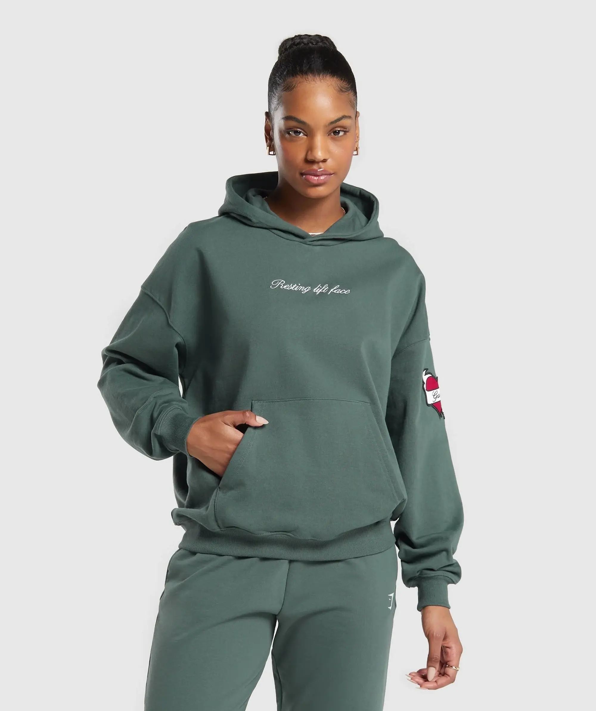 Gymshark Tattoo Oversized Hoodie - Slate Teal