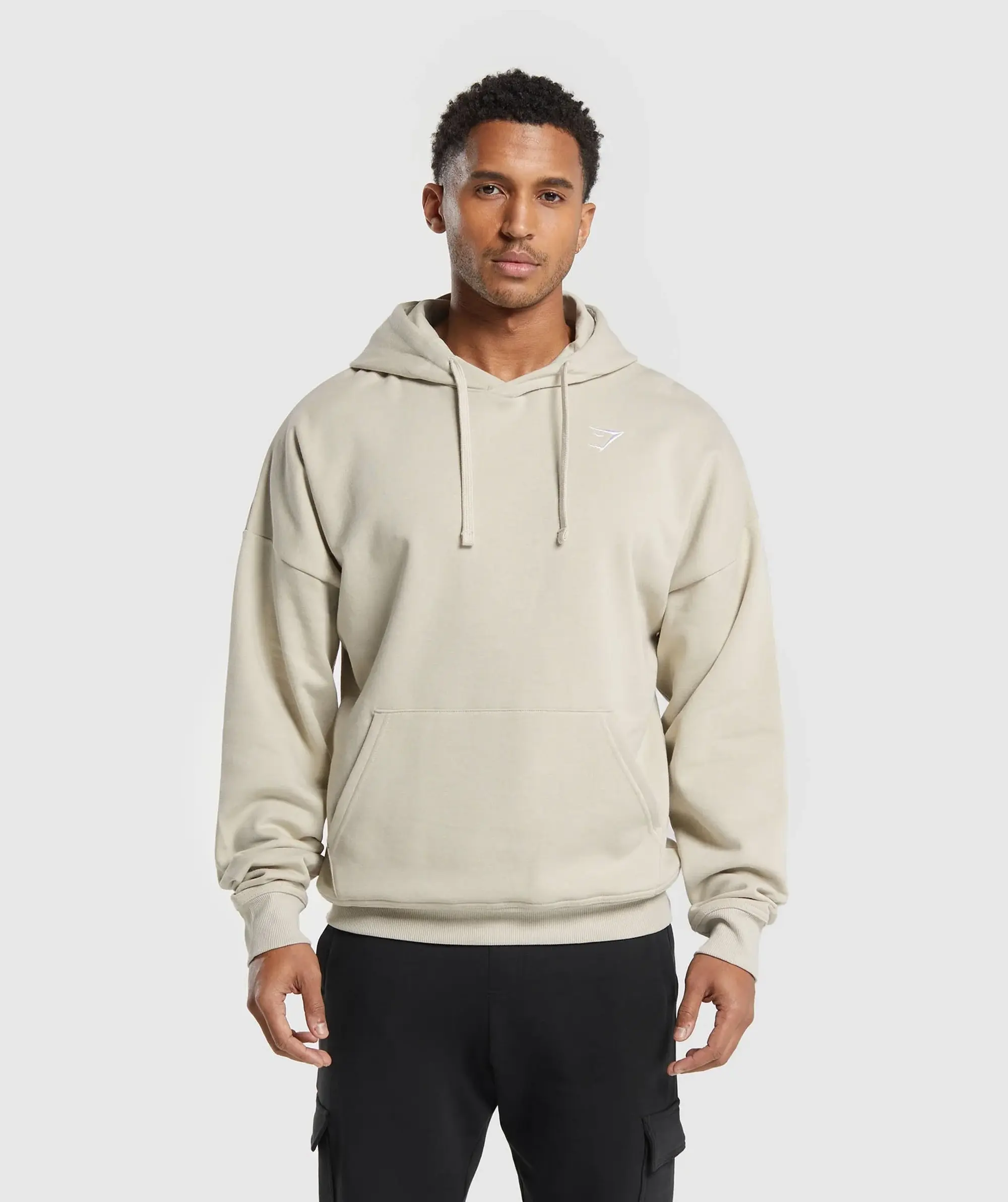 Gymshark Crest Oversized Hoodie - Pebble Grey