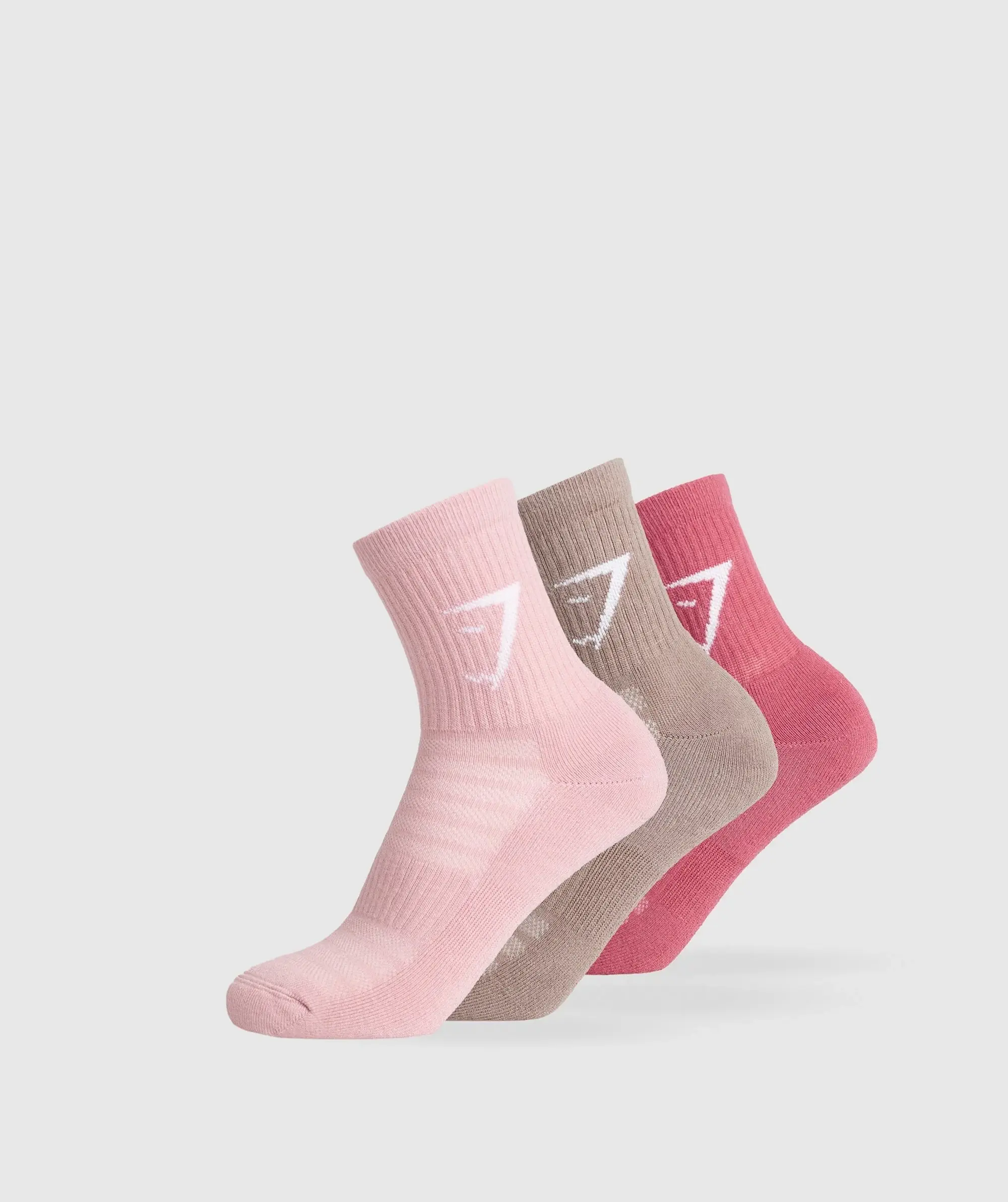 Gymshark Midi 3pk Socks - Vintage Pink/Light Pink/Mocha Mauve