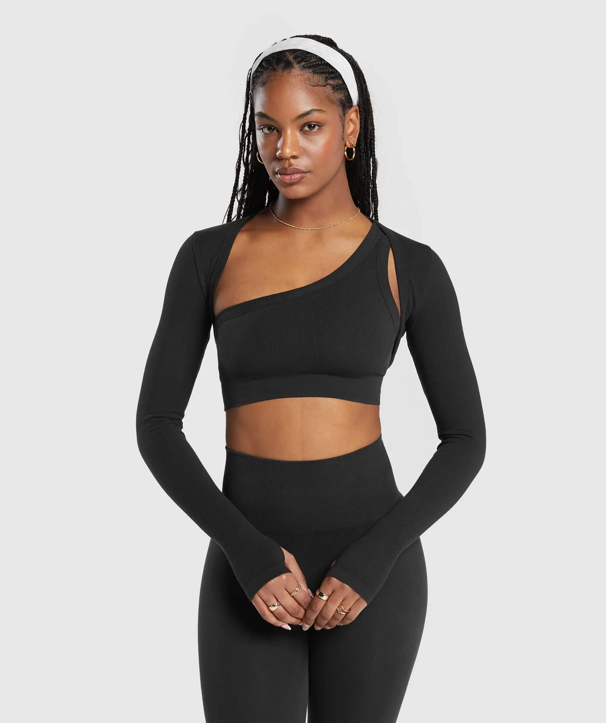 Gymshark Ribbed Cotton Seamless Shrug - Black