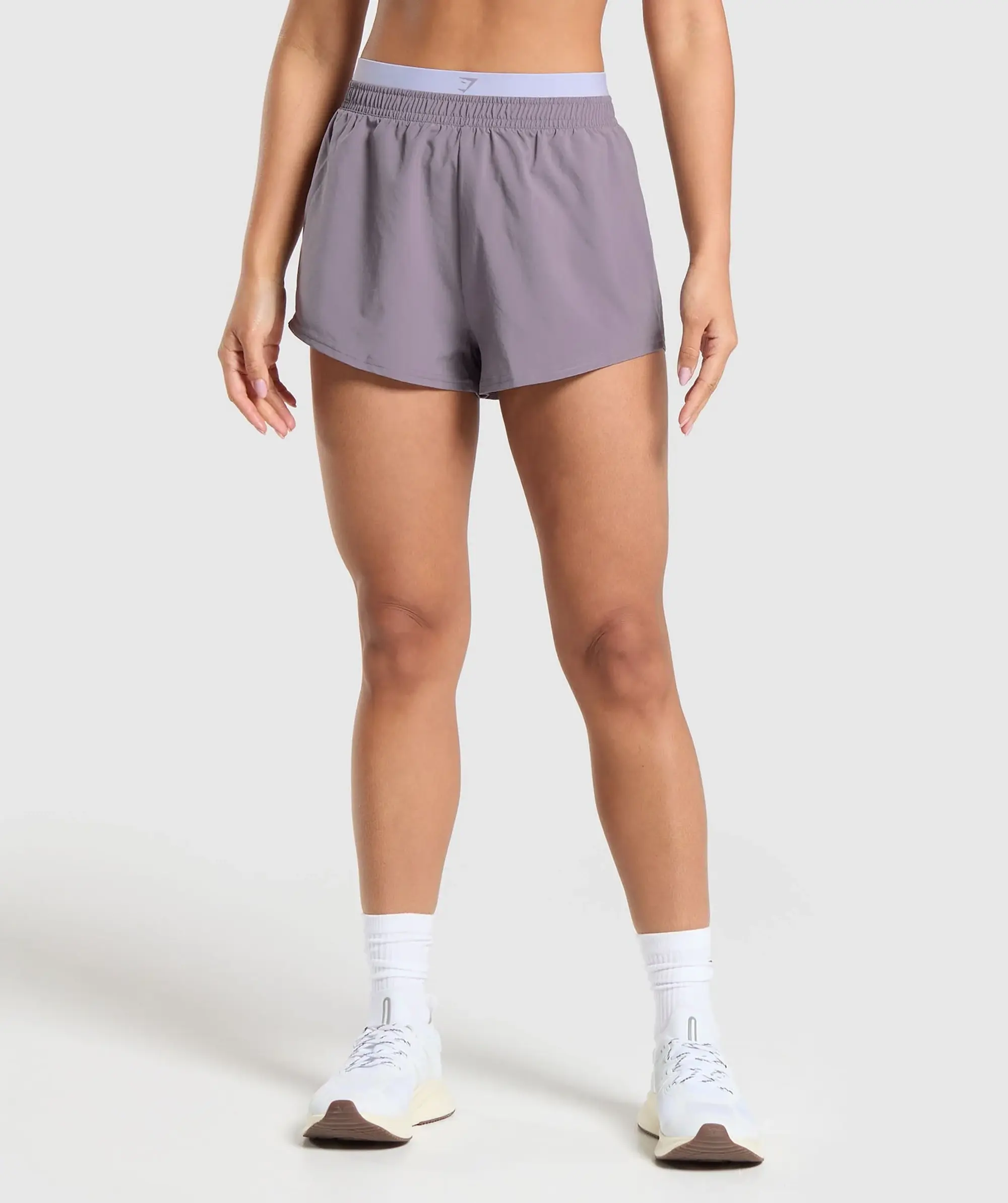 Gymshark Double Waistband Shorts - Fog Purple/Silver Lilac