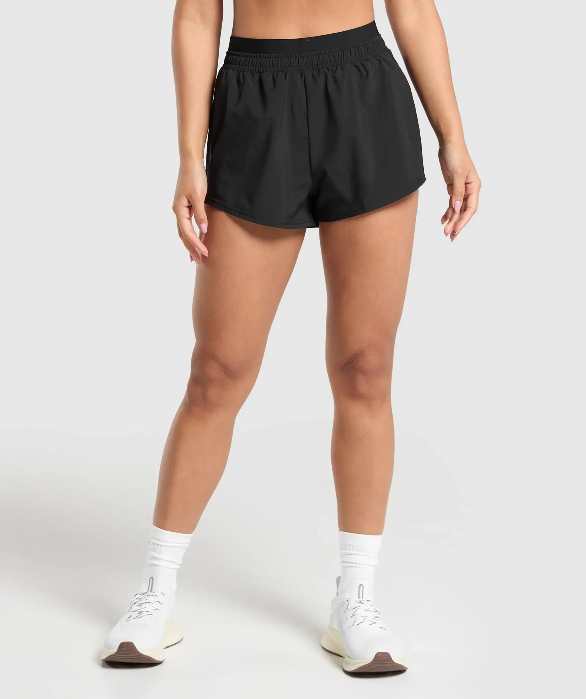 Gymshark Double Waistband Shorts - Black/Black