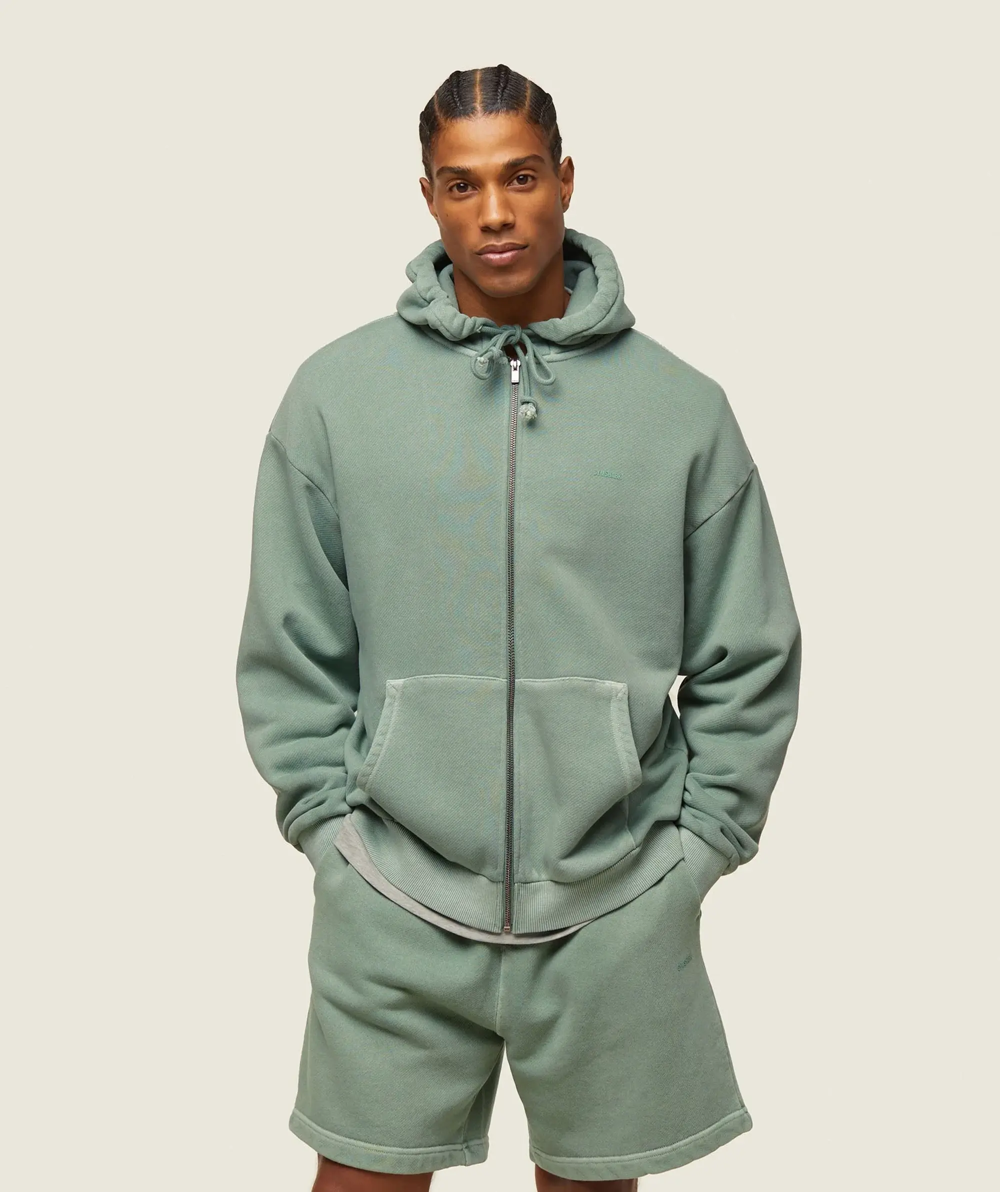 Gymshark everywear Relaxed Zip Hoodie - Dollar Green